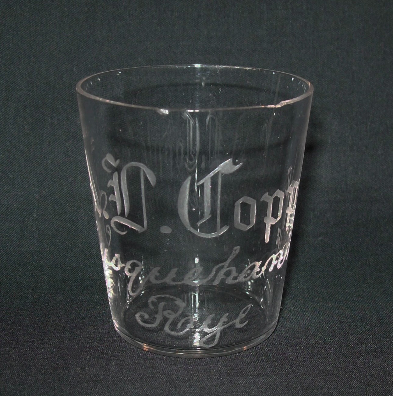 Old Antique Vtg Ca 1900s Pre Pro Etched Shot Glass A. D. Copple Susquehanna Rye