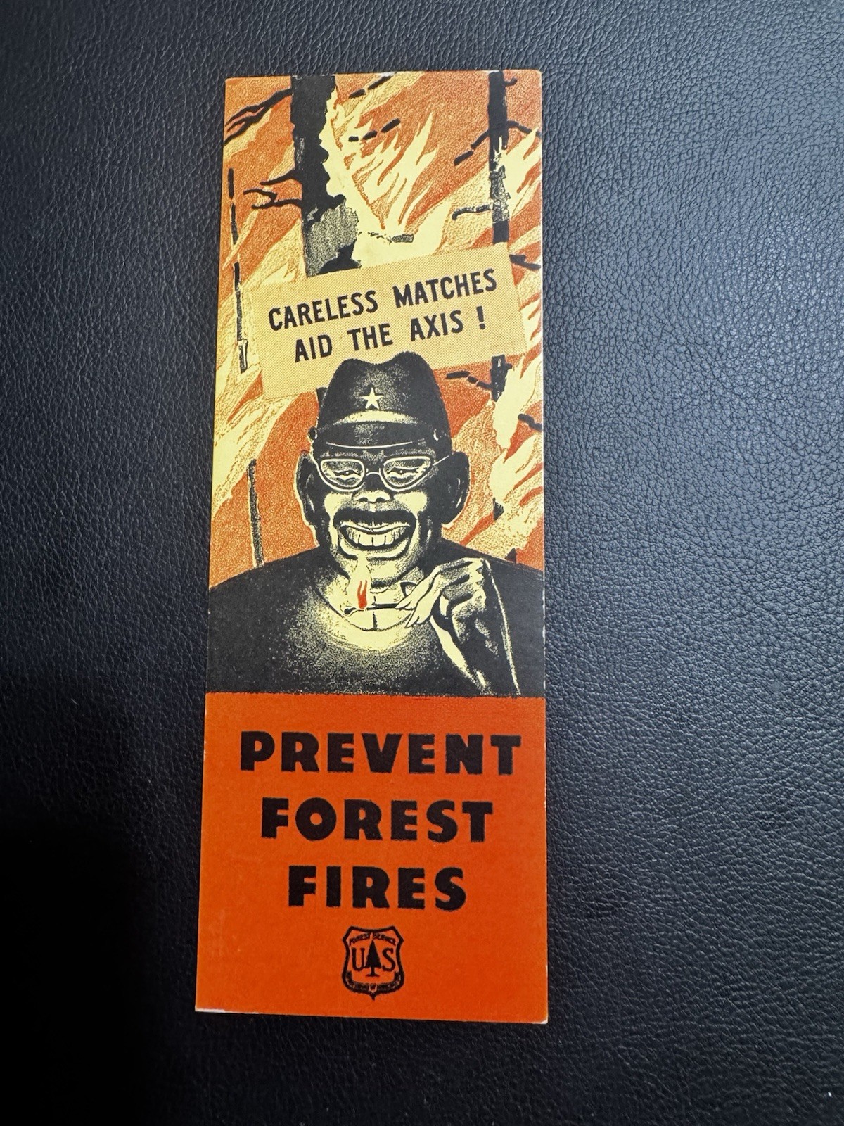 Original WWII 1943 Anti-Japanese Forest Fire Prevention Sabotage Book Mark US