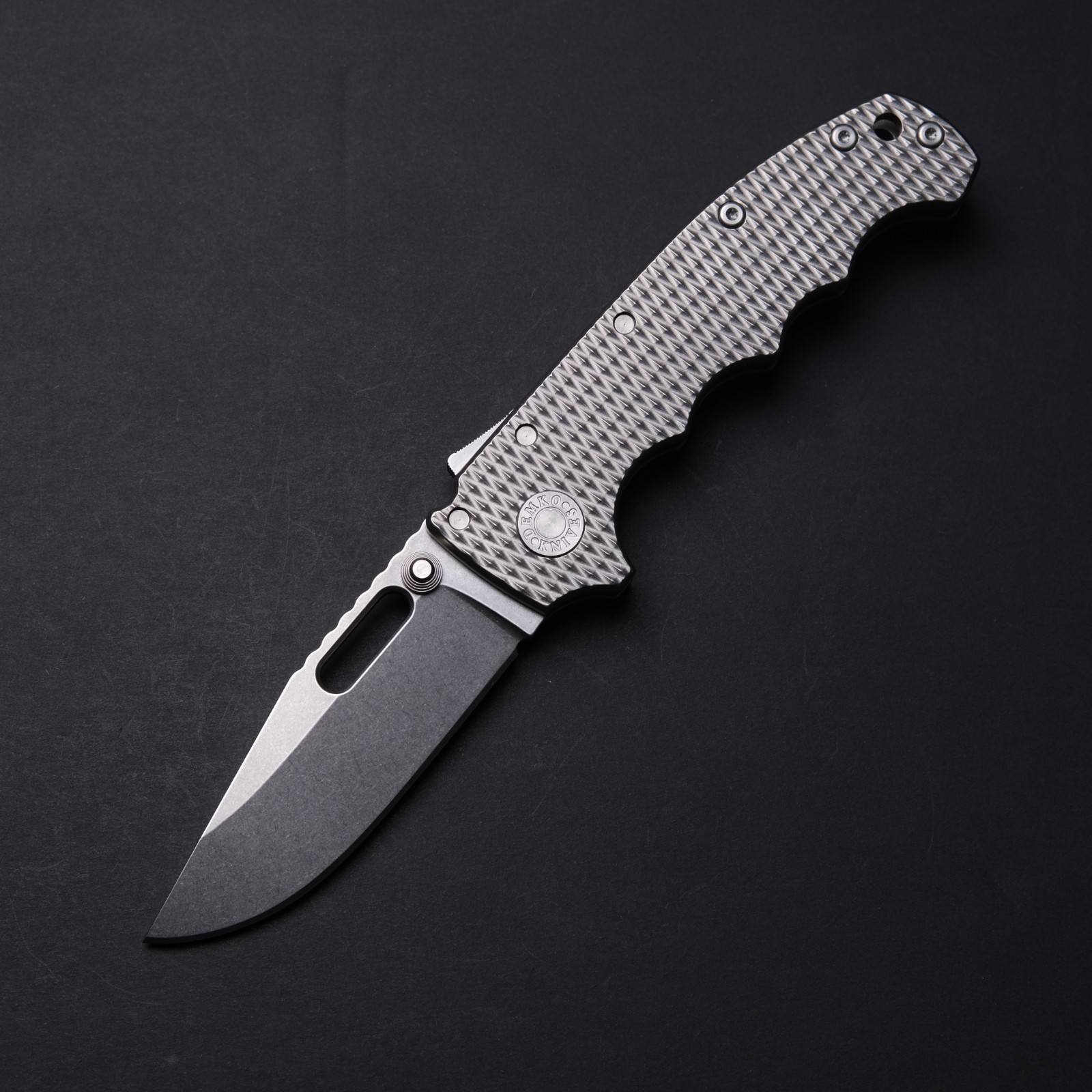 Demko Knives AD20 Full Width FG1 -  Textured Ti / Clip Point 3V Blade