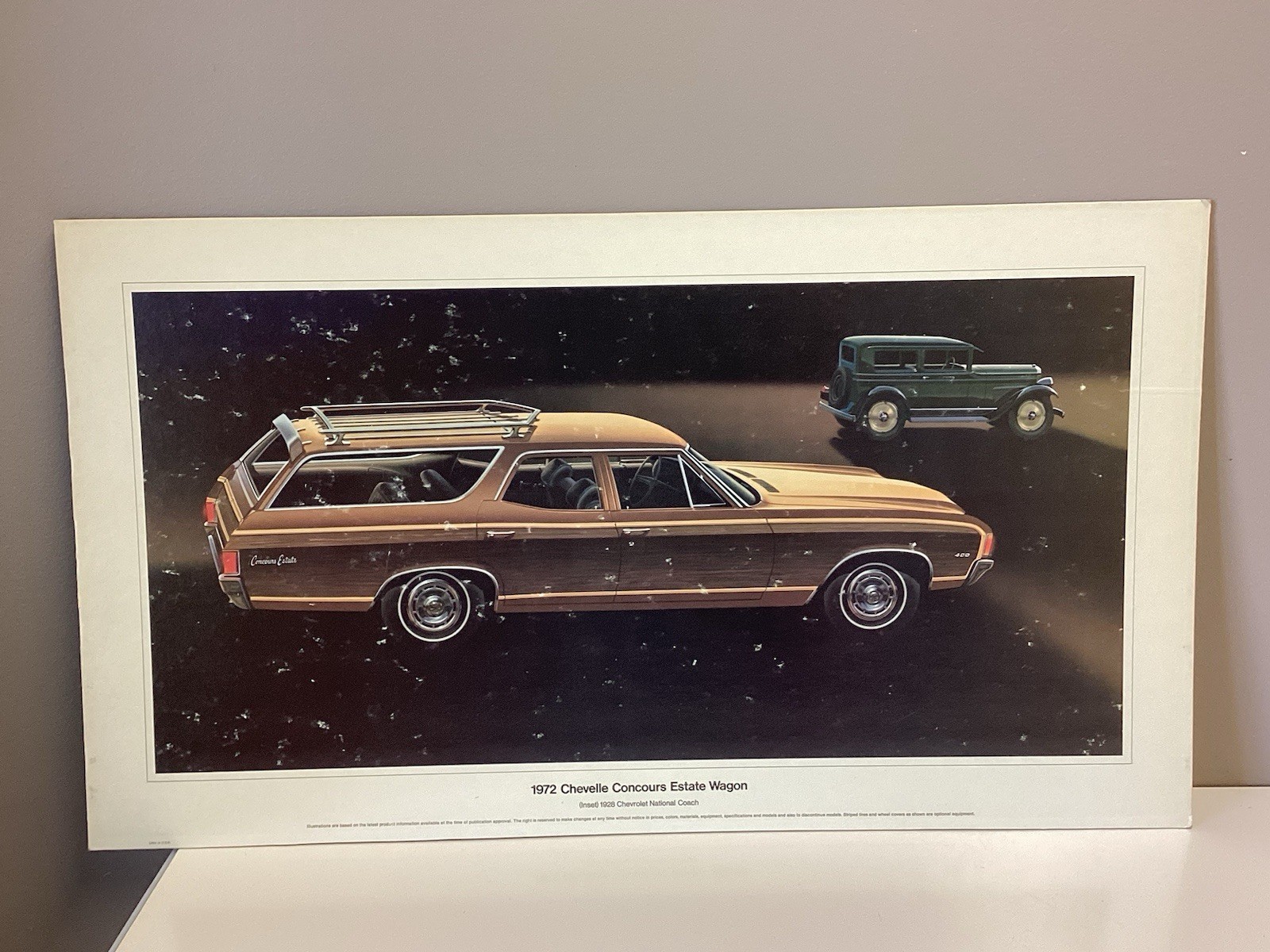 1972 Chevrolet Chevelle Concours Estate Wagon , Cardboard Poster , 18” X 32”