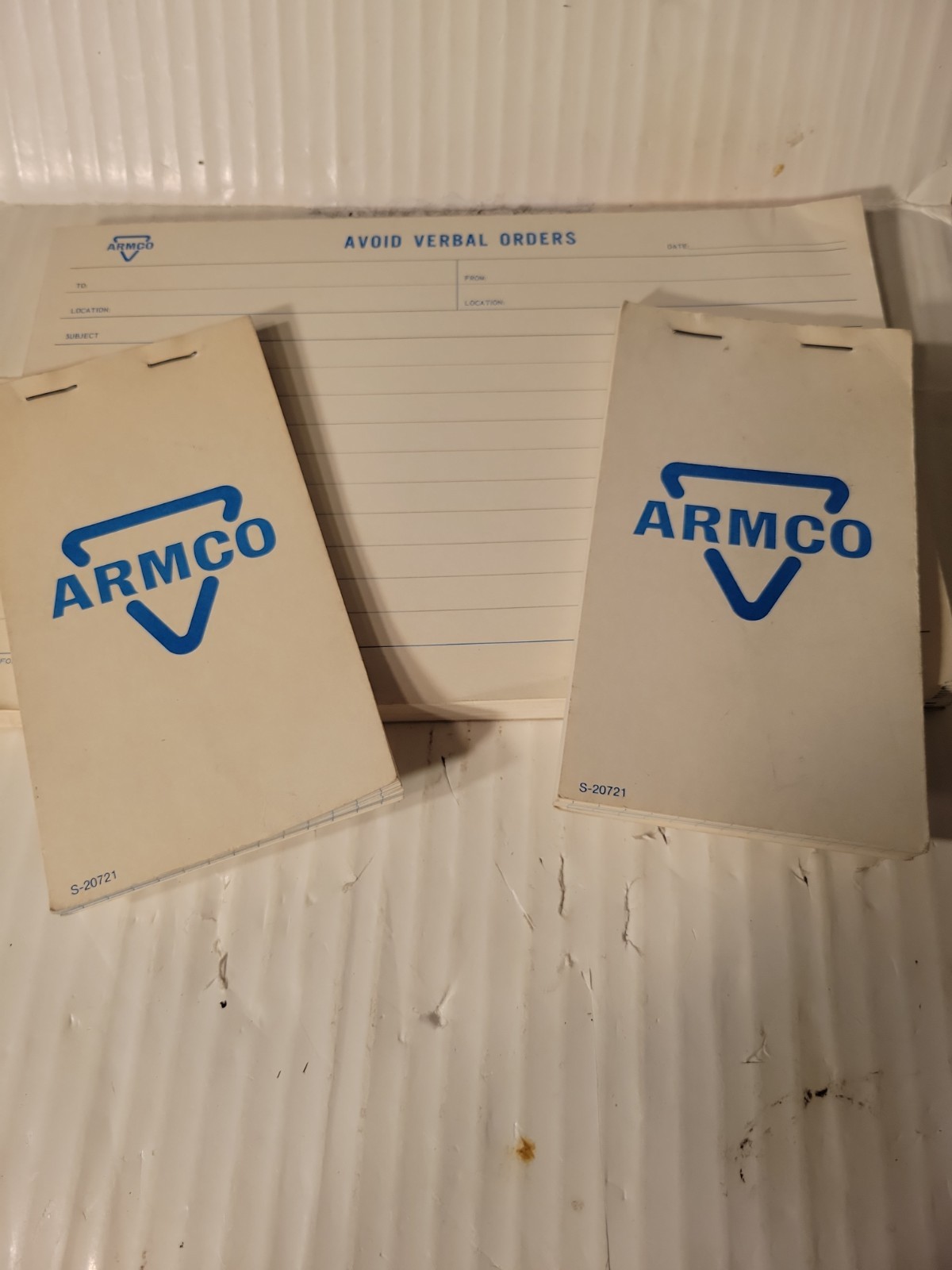 Vintage Armco Work Orders and 2 notepads 