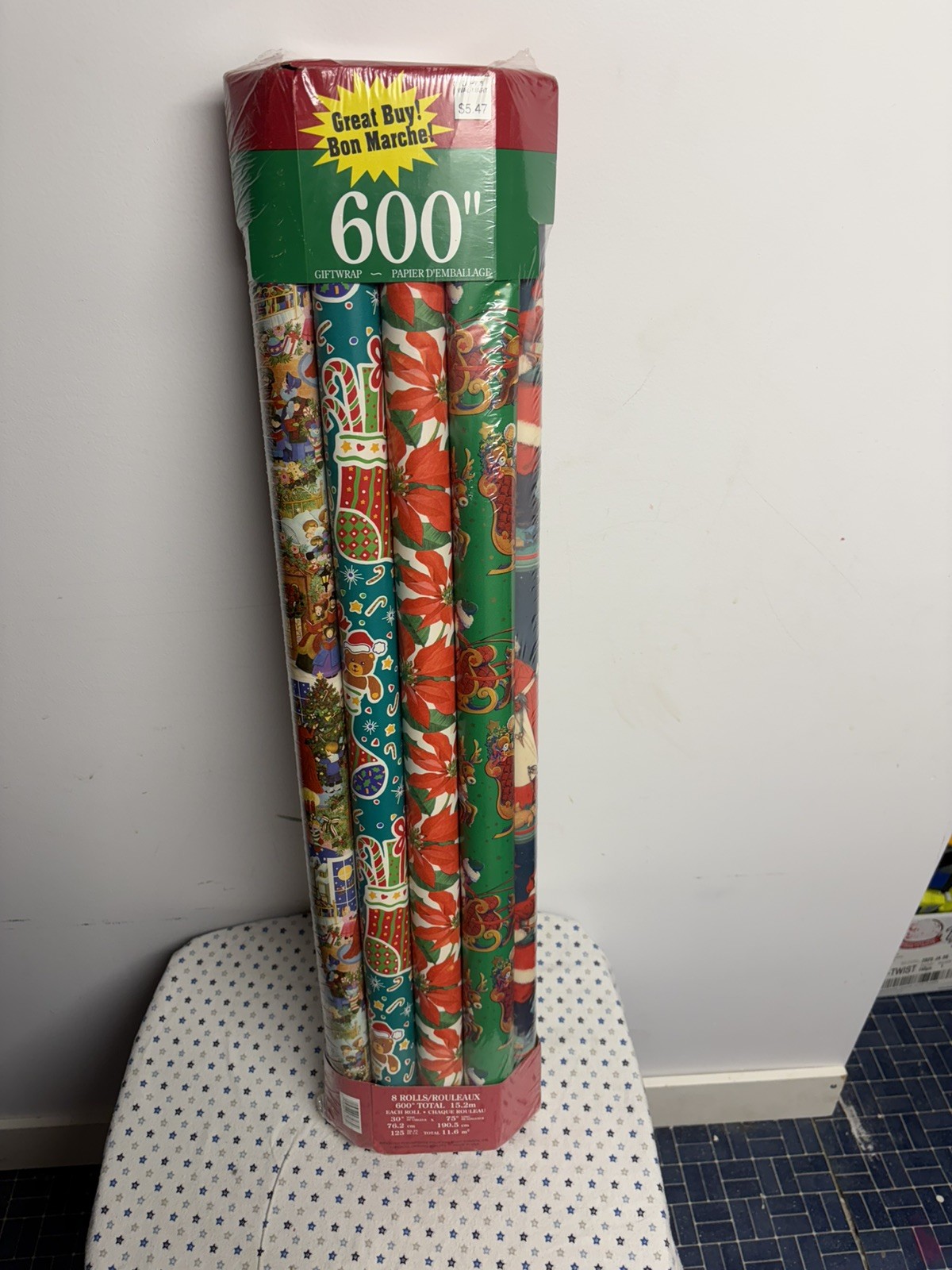 True Vintage 1990’s Christmas Wrapping Paper 8 Rolls NEW NOS Rare Awesome Decor