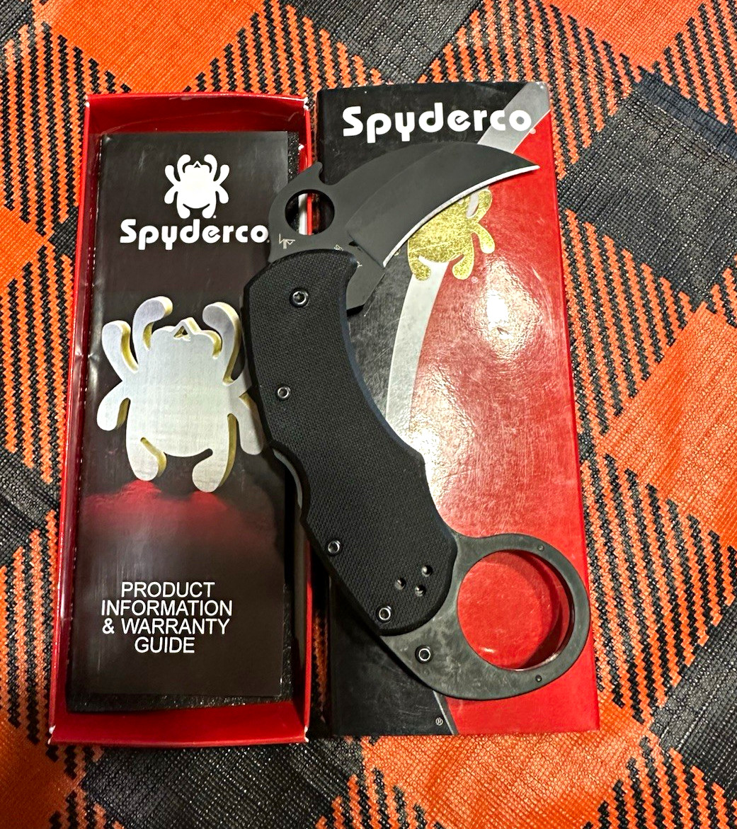 Spyderco Karahawk Black G10 Pocketknife Stainless Hawkbill Plain Lockback