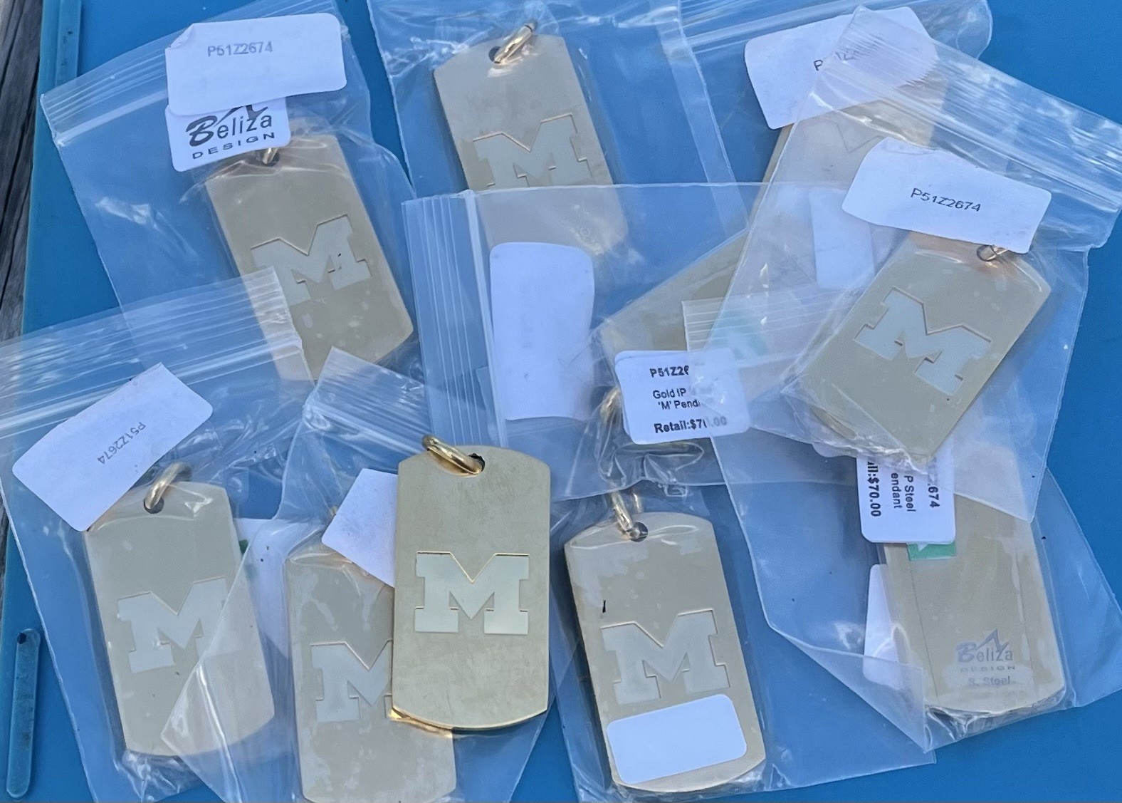 10 University of Michigan College Wolverines Dog Tags Charms Student Football
