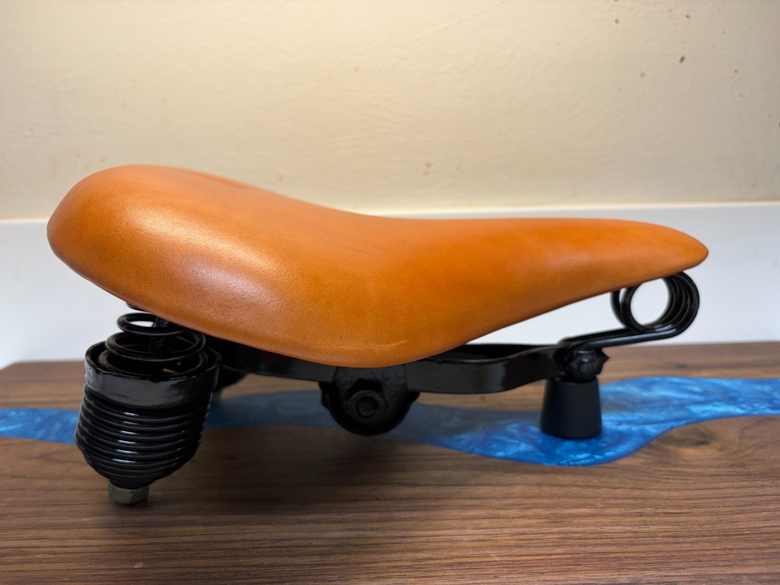 Post War Mesinger Men’s Quality B-1 De lux Brown Leather Vintage Seat - Restored