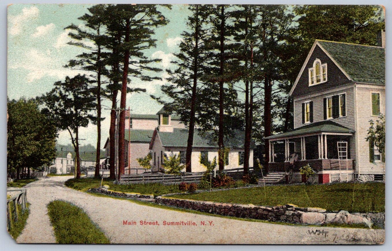 K48/ Summitville New York Postcard c1910 Main Street Church Homes Stores 57