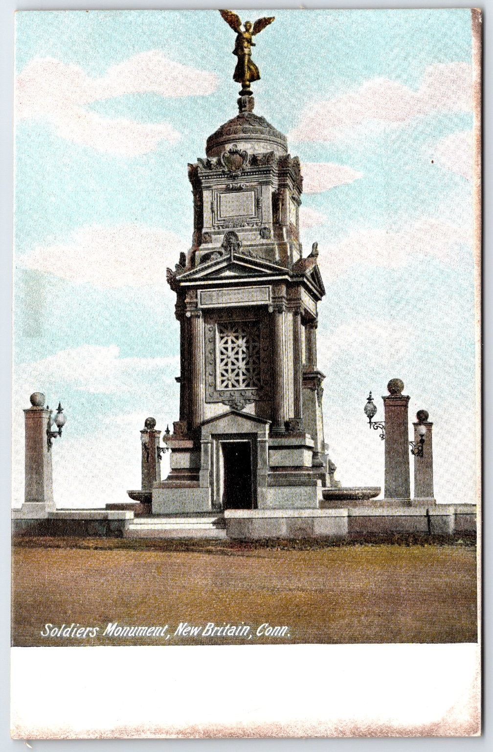 Soldiers Monument New Britain CT Postcard H.C. Leighton Co. German Print