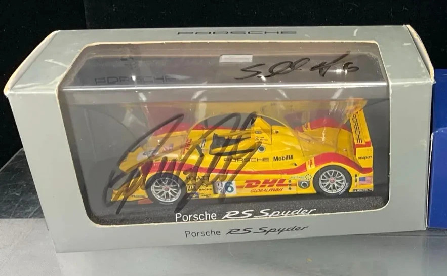 PORSCHE RS SPYDER RACE CAR 1:43rd SCALE MINICHAMPS 2008 SIGNED Briscoe, Maassen