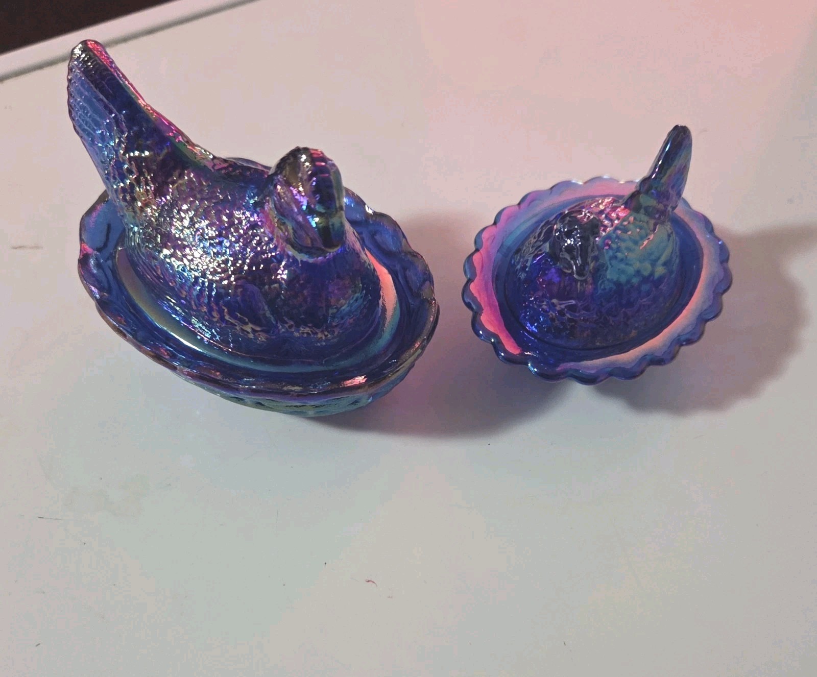 Mosser  Carnival Cobalt Glass Hen on Nest Cellar 4