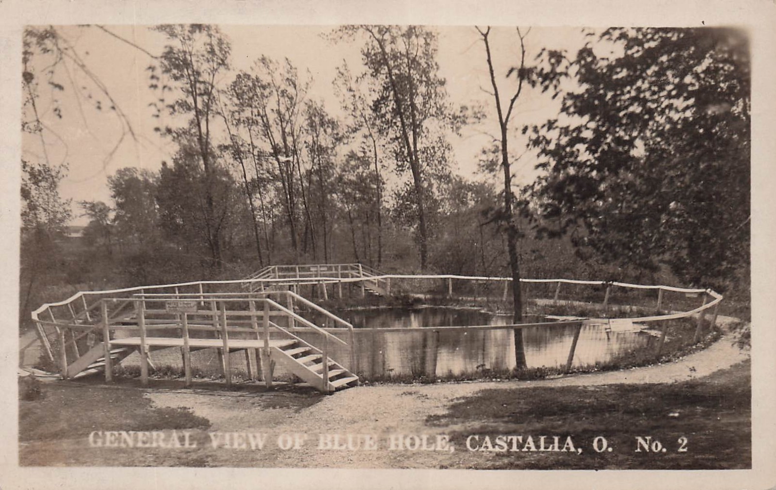 RPPC Castalia Blue Hole Lorain Ohio Artesian Spring Photo Vtg Postcard 42A