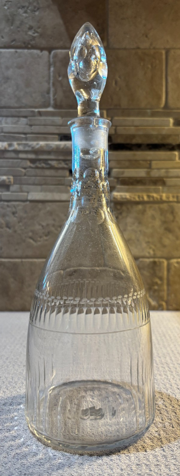 Antique Georgian Cut Glass Decanter Matching Bulls Eye Stopper c.1810