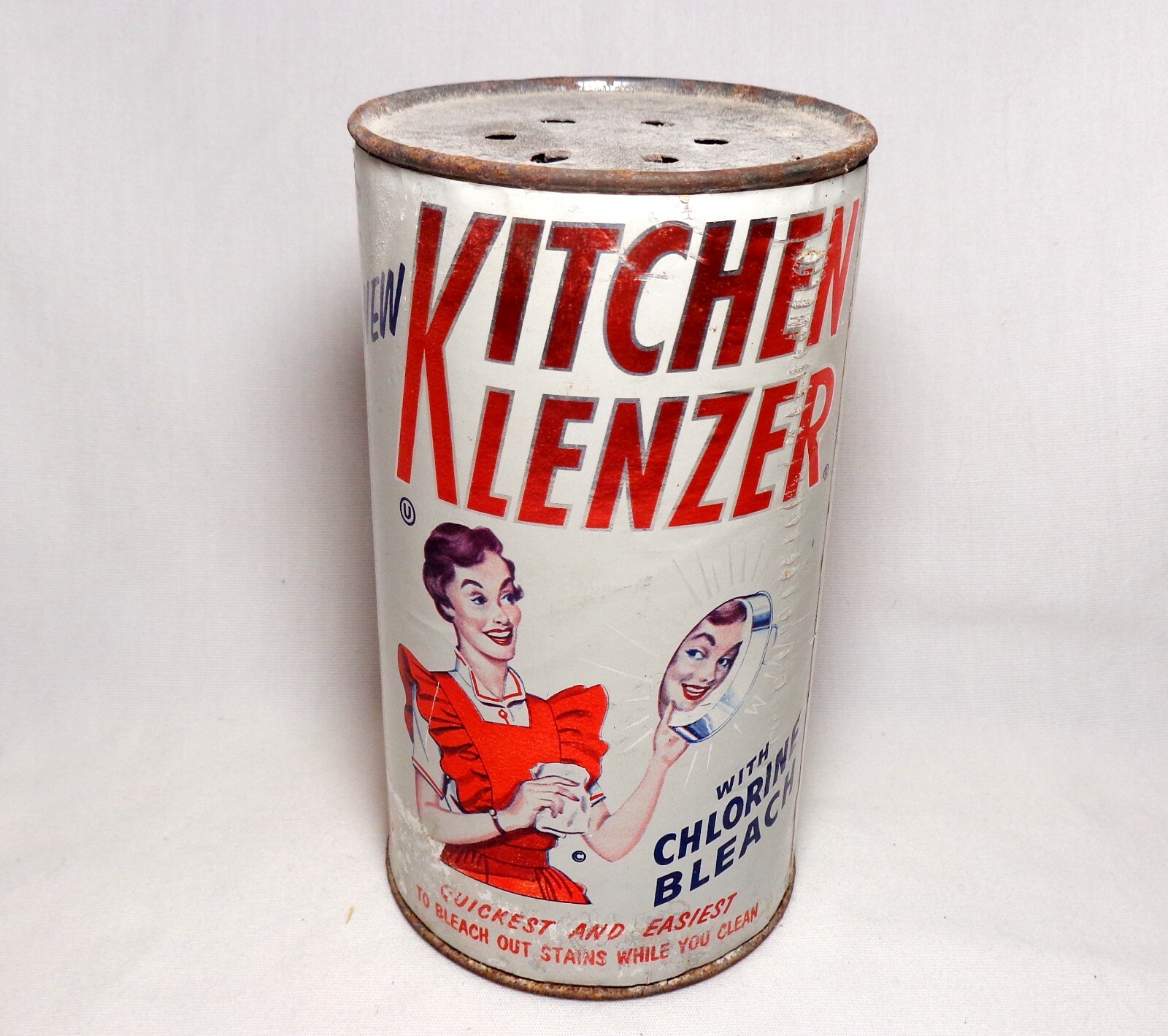 Vtg Kitchen Klenzer Empty 13oz Shake Canister Fitzpatrick Bros Chicago, IL Rare