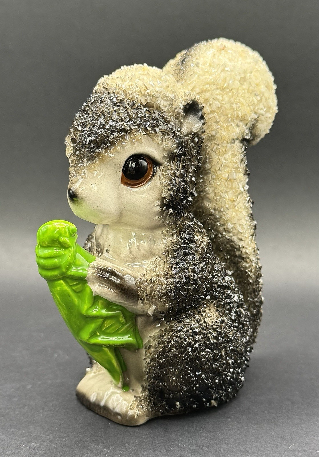 Vintage Ceramic Squirrel Figurine Sugar Spaghetti Big Eyes Grasshopper Woodland