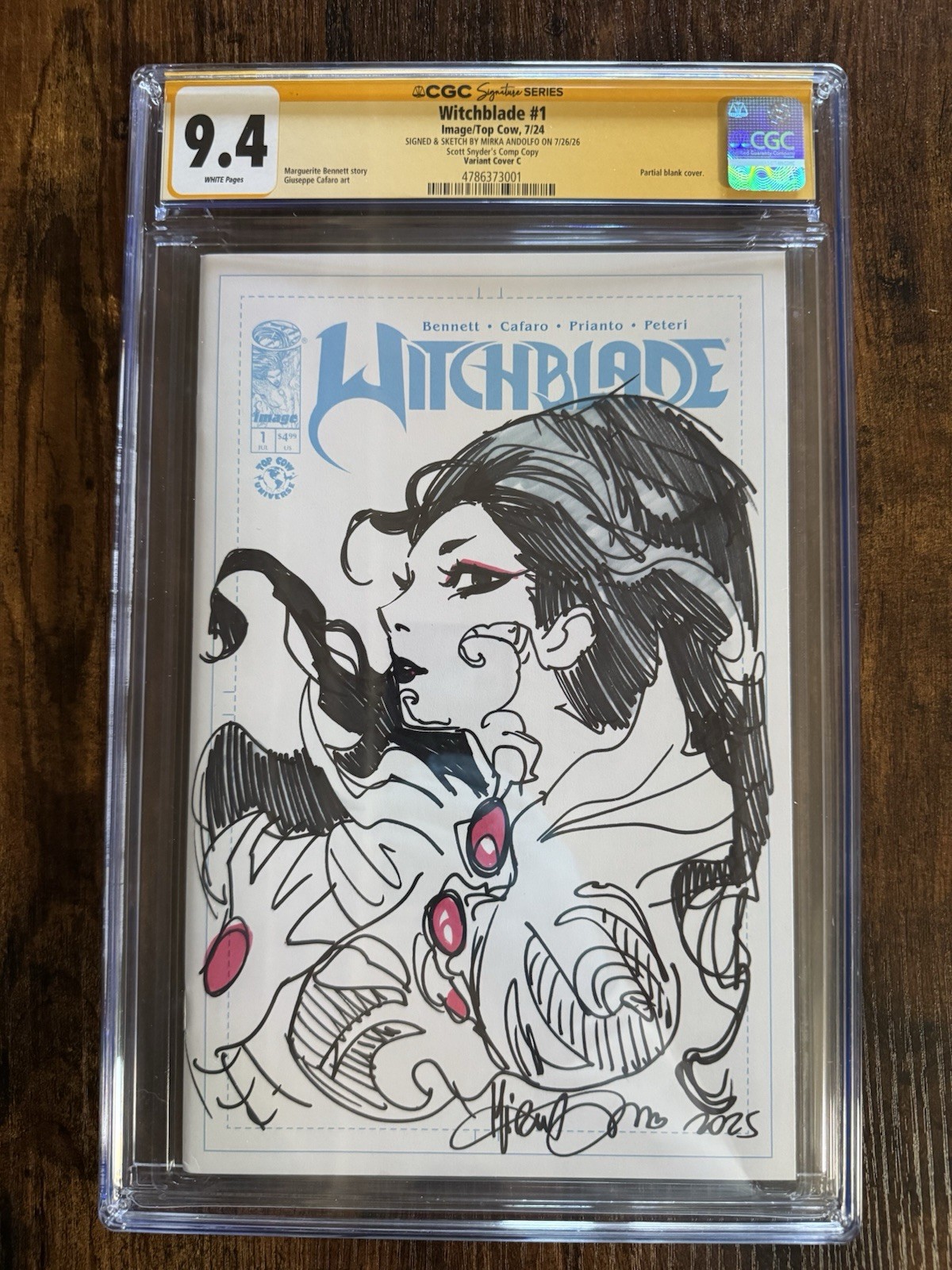 MIRKA ANDOLFO Witchblade Sketch-CGC SS 9.4 Witchblade #1 Blank 2024 Image Comics