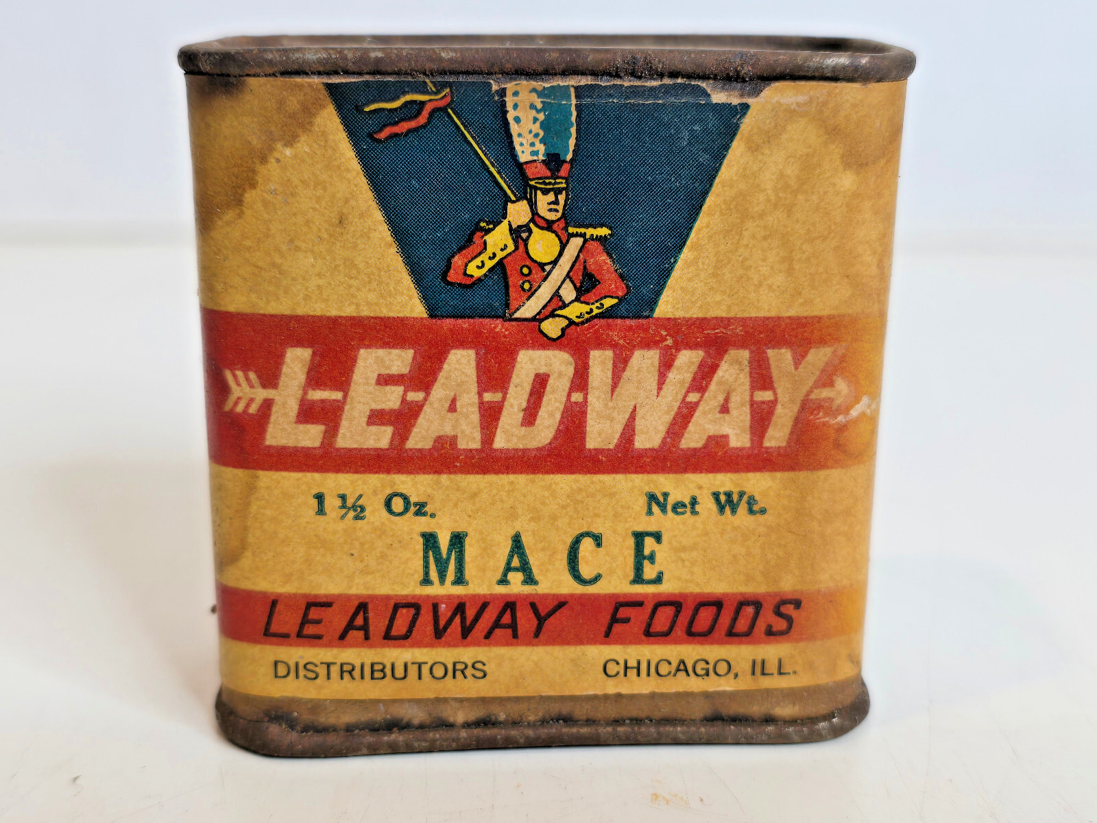 Hard to Find Vintage 1930\'s Leadway Mace Spice Cardboard Tin Chicago