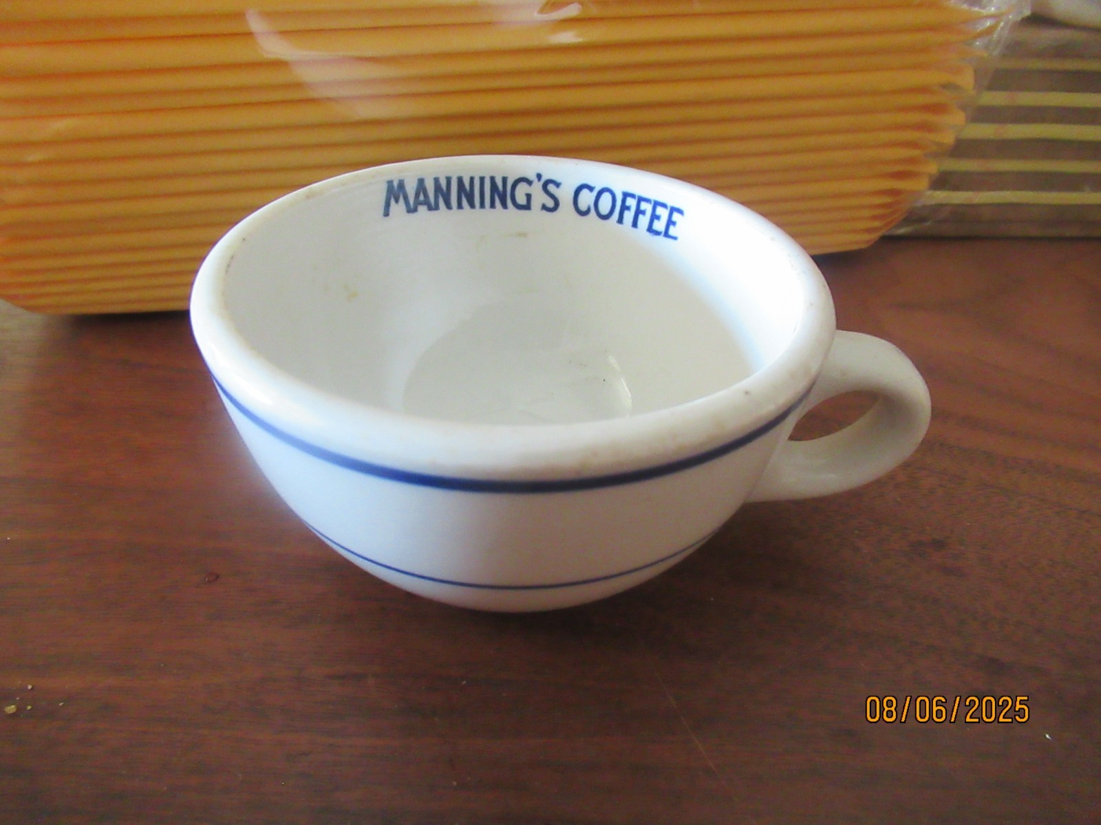 Vintage Manning's Coffee Restaurant Advertising Coffee Cup - Shenango China