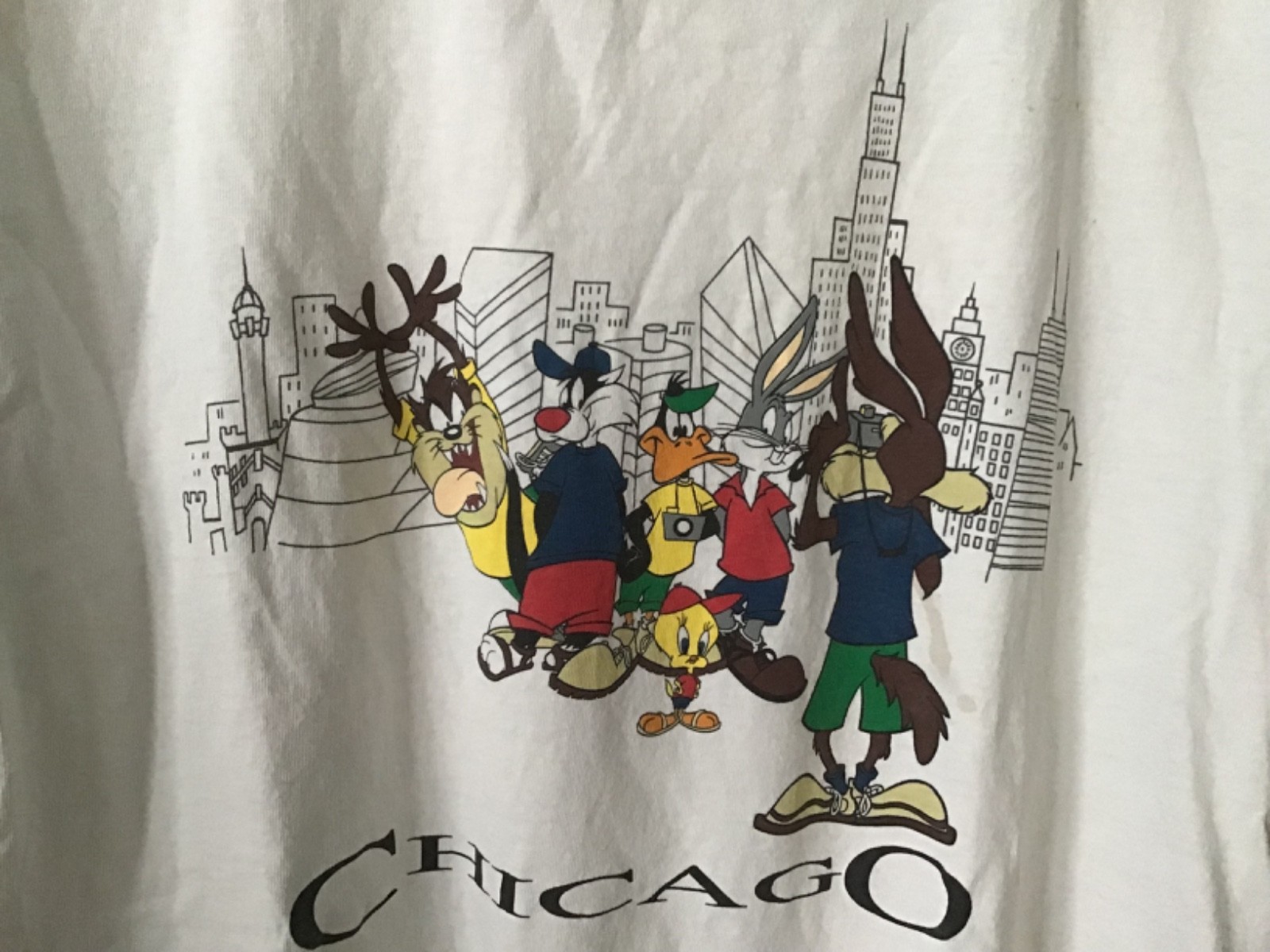 Vintage  Warner Brothers LOONEY TUNES CHICAGO T - Shirt Large