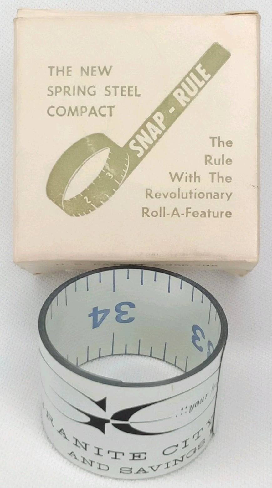 Vintage 1950s Advertising Granite City Trust Snap Rule With Original Box