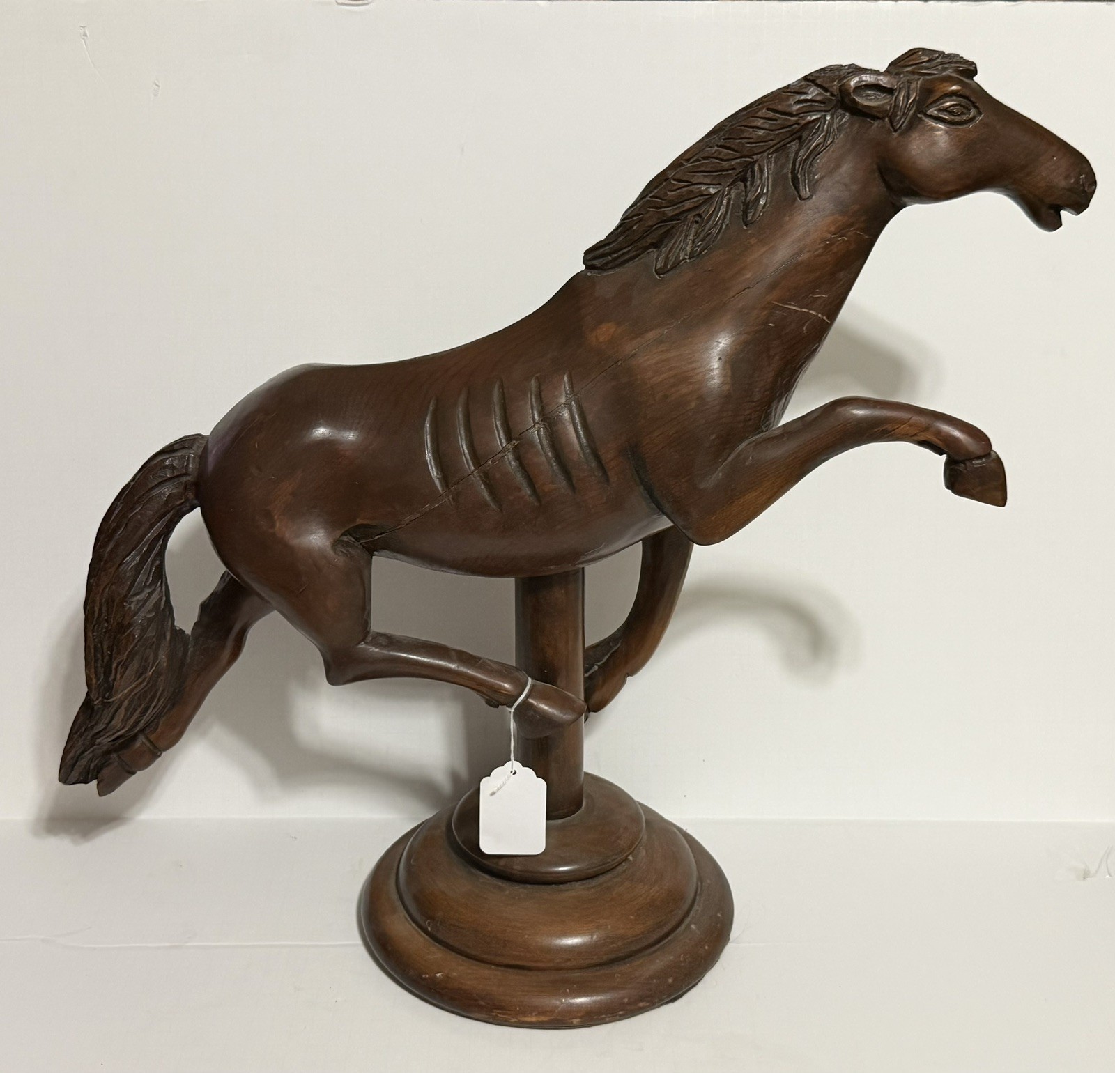 Vintage Wooden Handcrafted Horse Large Heavy 12LB +  2Ft High 28\