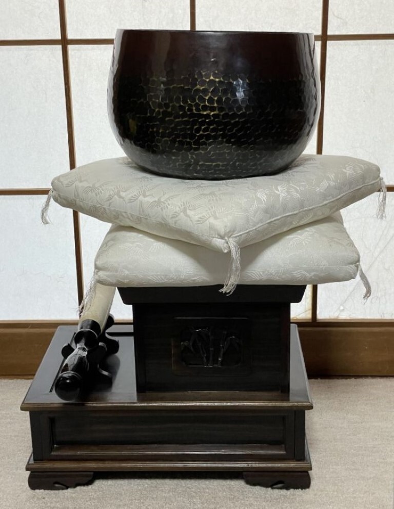 Japanese Vintage Buddhist Equipment ORIN set SOKA-GAKKAI D24.5cm SHOWA retro　