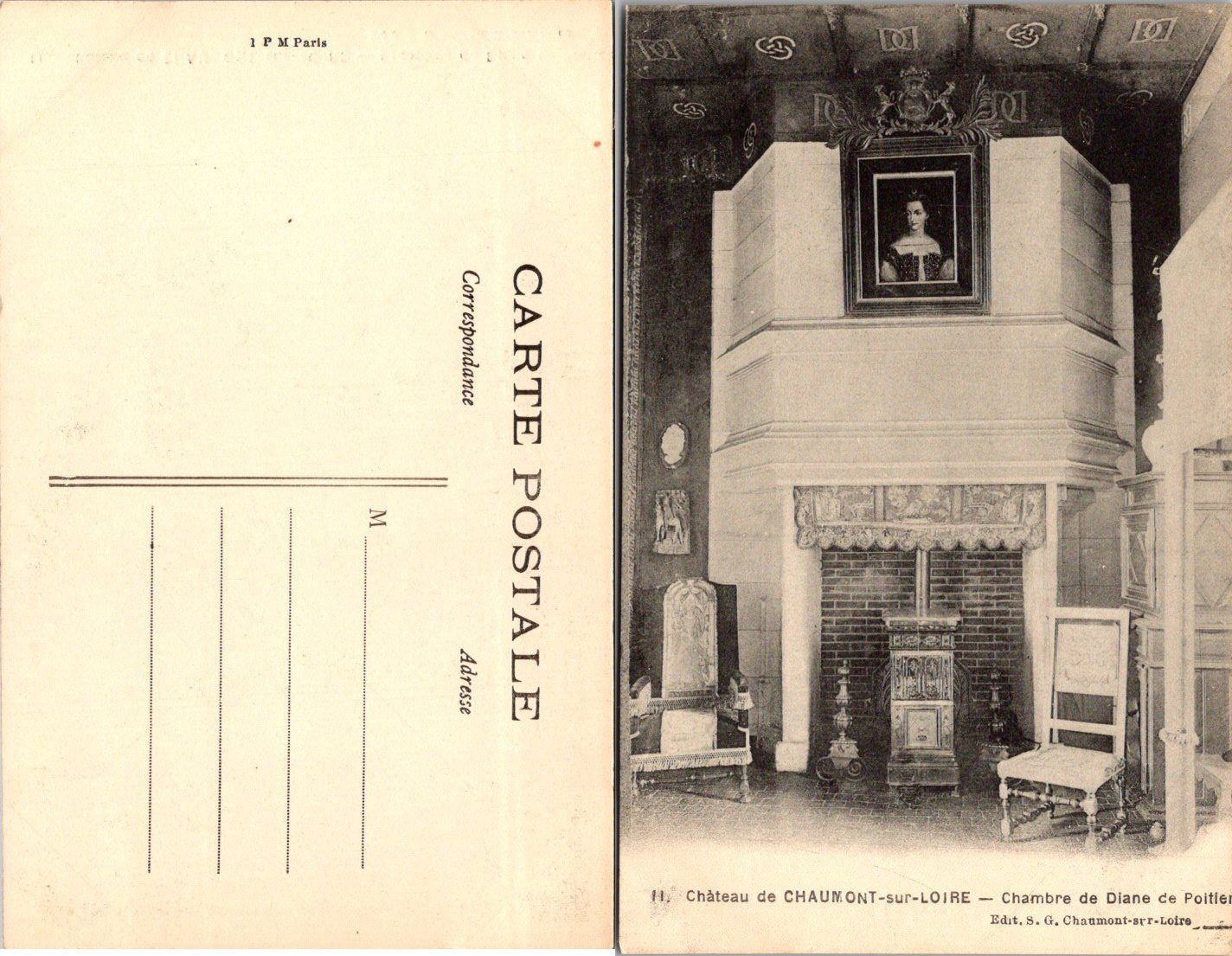 Chateau de Chaumont-sur-Loire Postcard Vintage France Diane de Poitiers Unposted