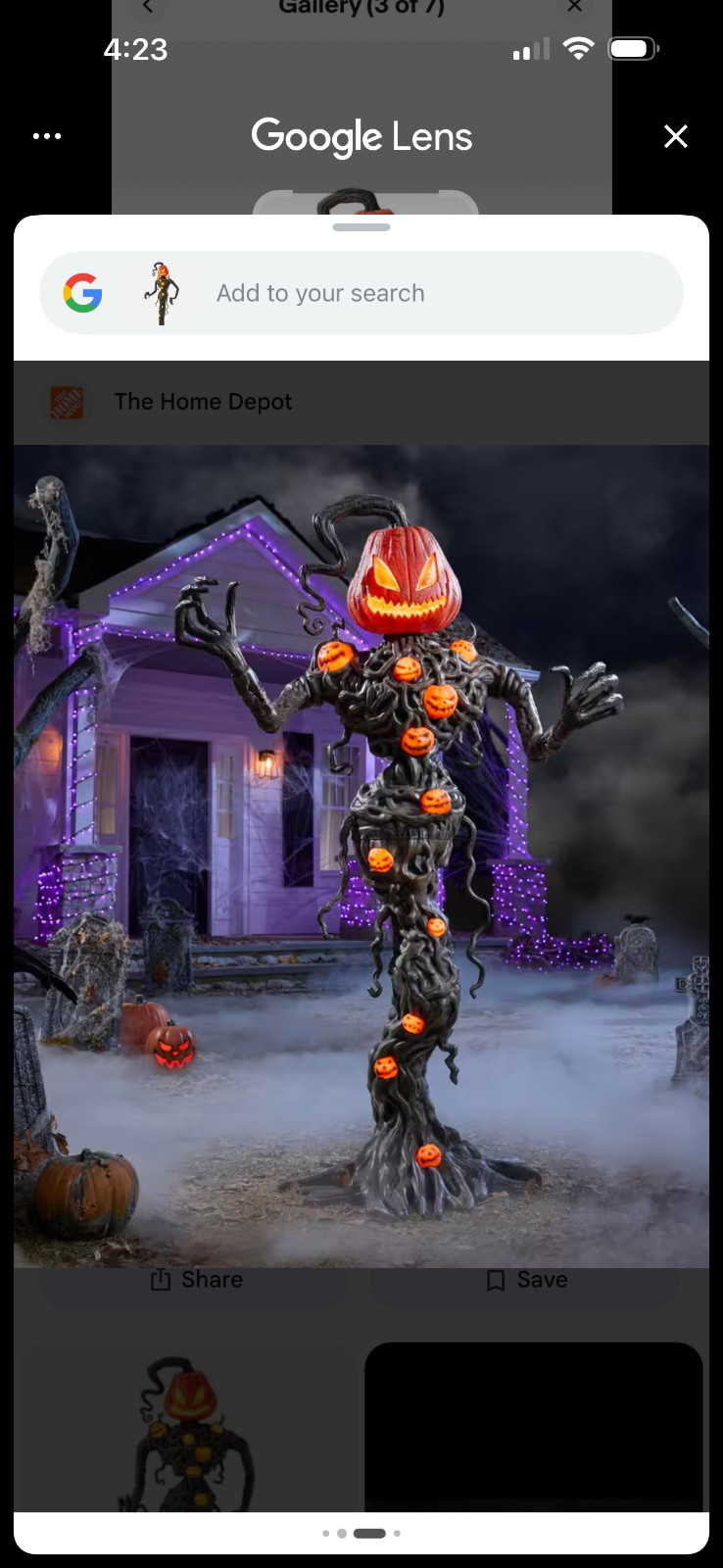 5-foot Home Accents Holiday Wicked LED Pumpkin Vine Creature Halloween prop, des