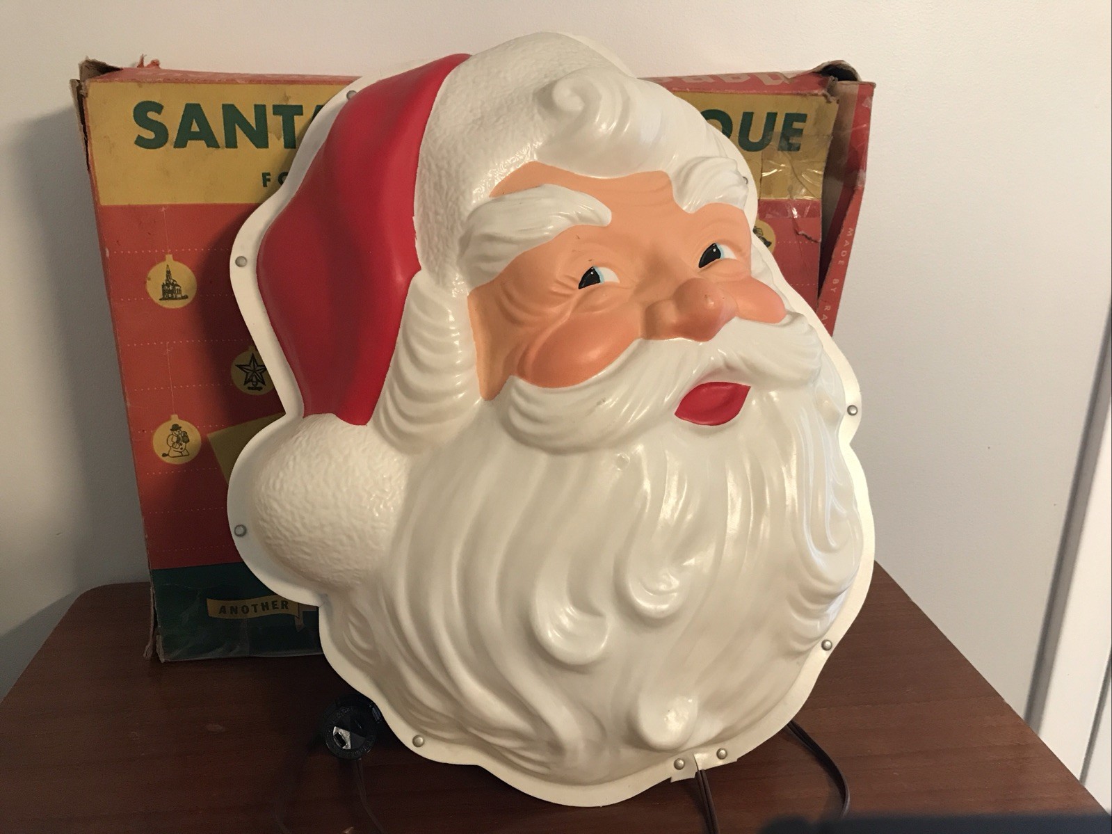 Vintage 1950s Paramount Santa Claus Plaque Vinylite Plastic Wall Light WORKS