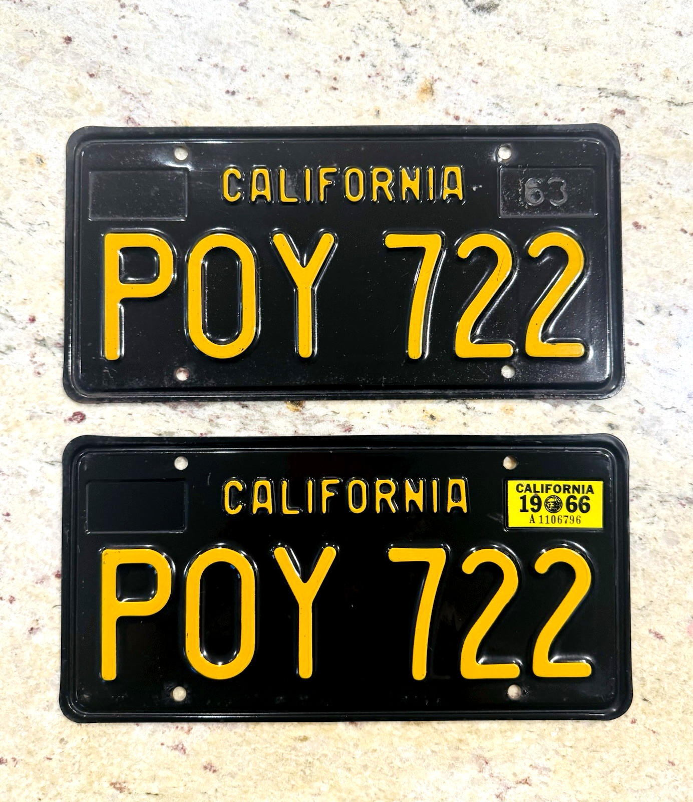 1963 California License Plates 1966 Corvette 1966 Mustang 1966 Validation