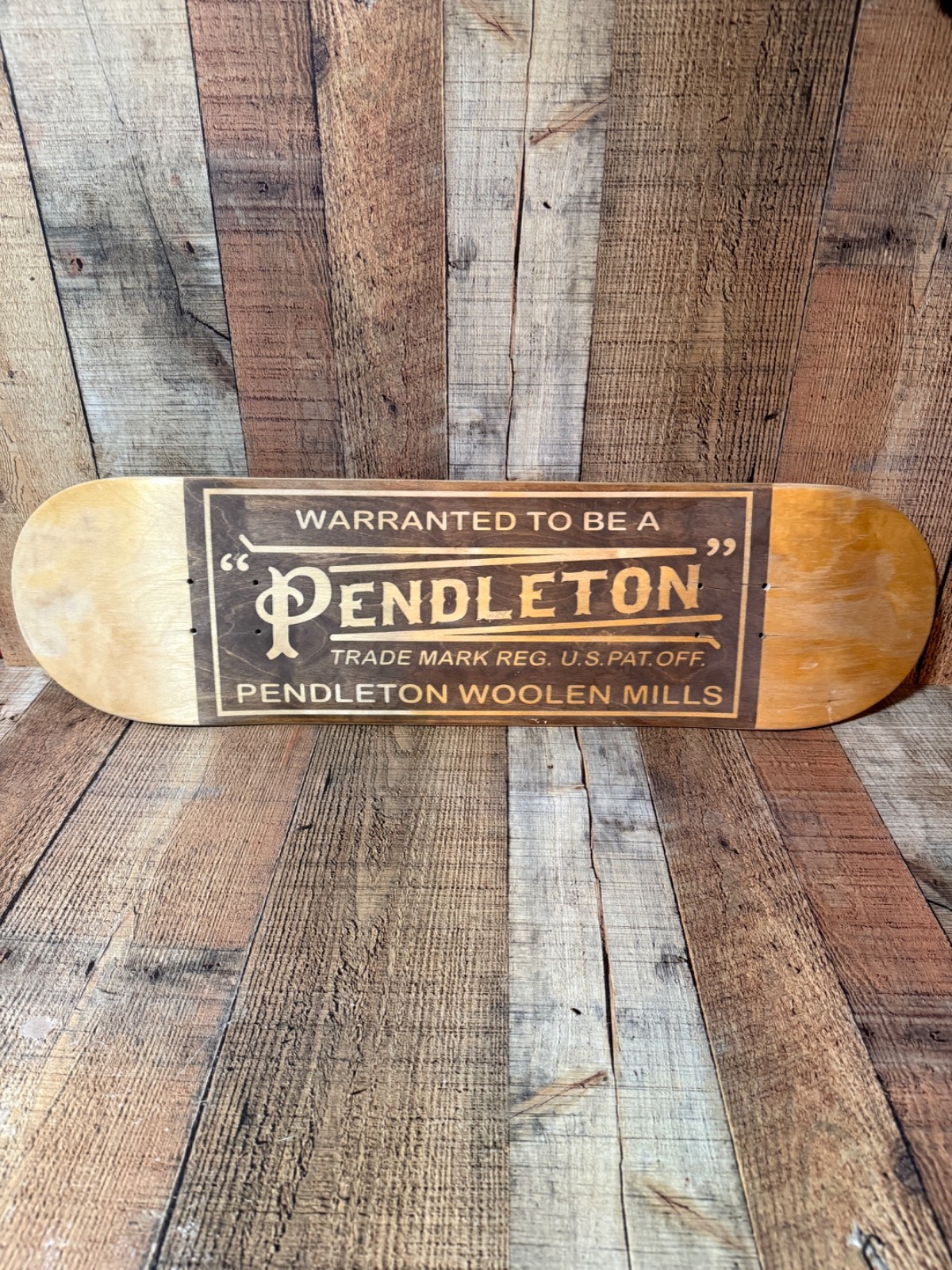 RARE PENDLETON WOOLEN MILLS Store Display Wood Skateboard Sign Display Man Cave