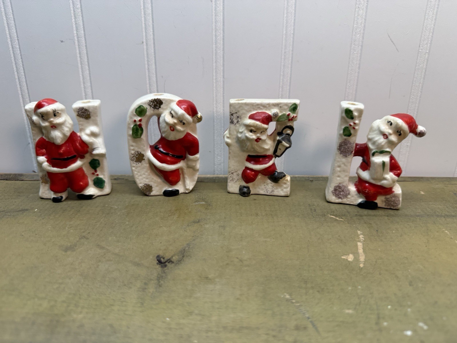 VINTAGE RELCO JAPAN NOEL SANTA CANDLE HOLDERS