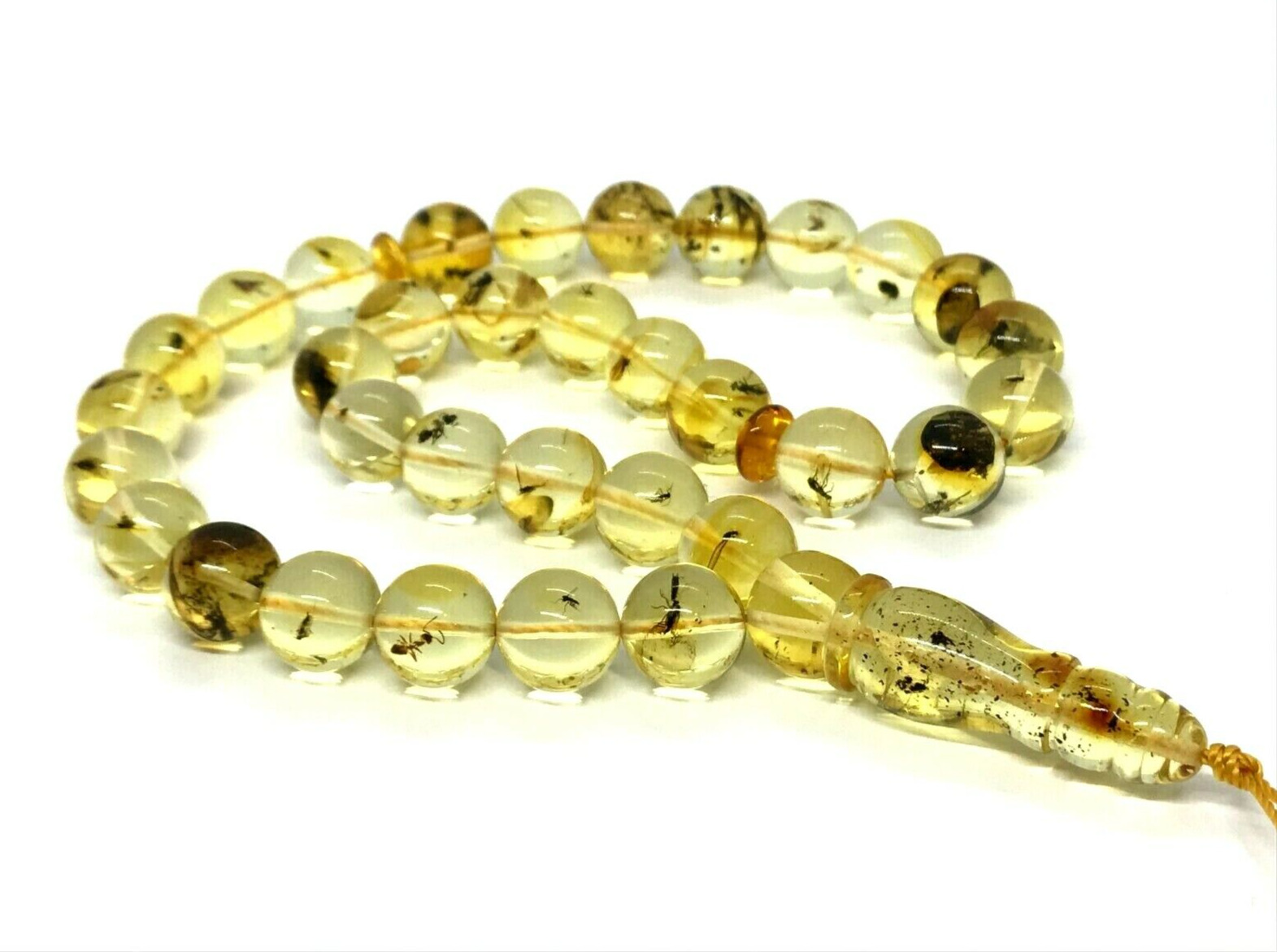 Islamic 33 Prayer Beads 10 mm INSECT EVERY BEAD Fossil Baltic Amber 20g 15190