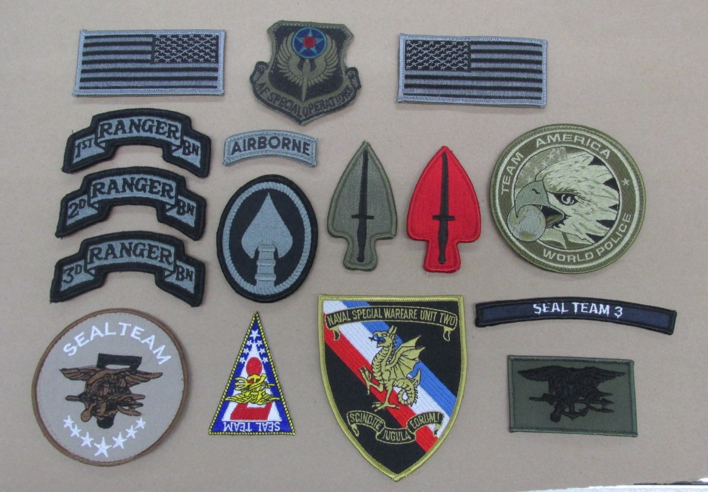 Lot of 16 U.S. Special Ops Patches Army Special Forces / Navy Seals