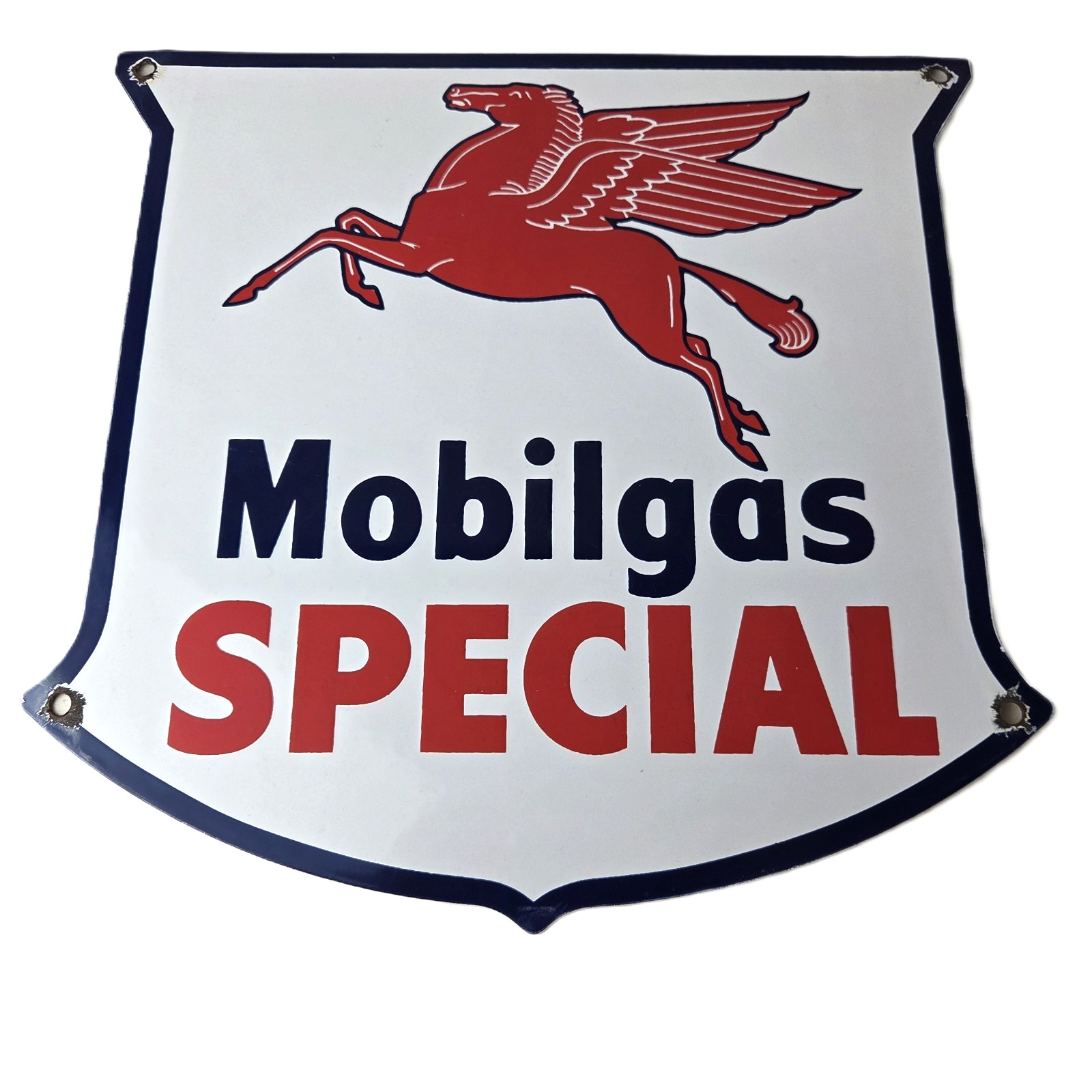 Vintage Mobil Special Sign - Porcelain Pegasus Gasoline Pegasus Gas Pump Sign