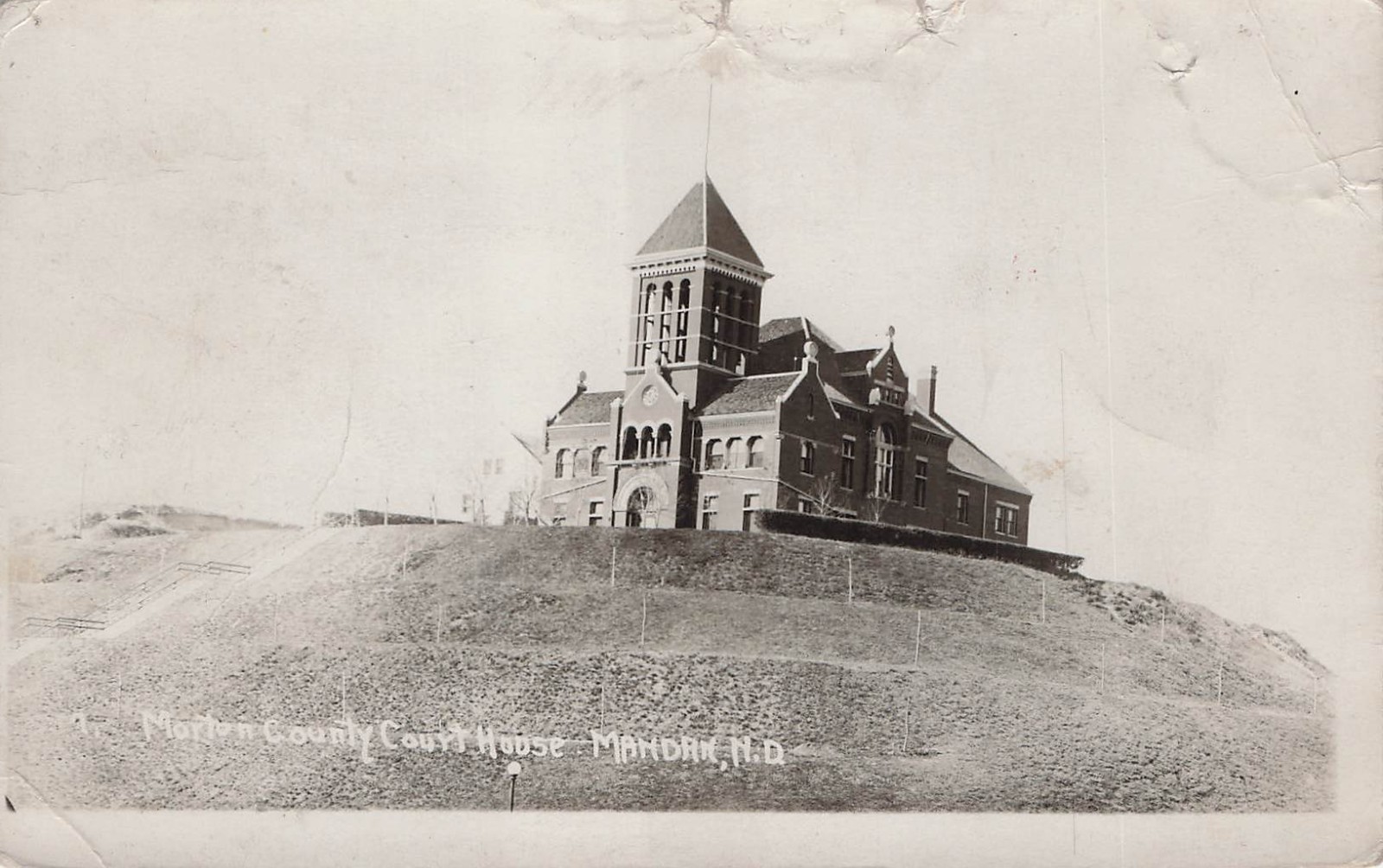 Mandan ND North Dakota Morton County Courthouse RPPC Real Photo Vtg Postcard K34
