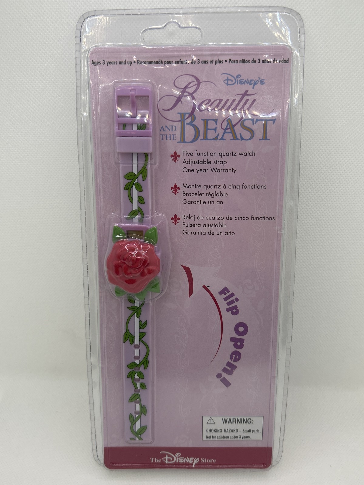 Disney Store Beauty and the Beast Enchanted Rose Flip Open Watch Sealed