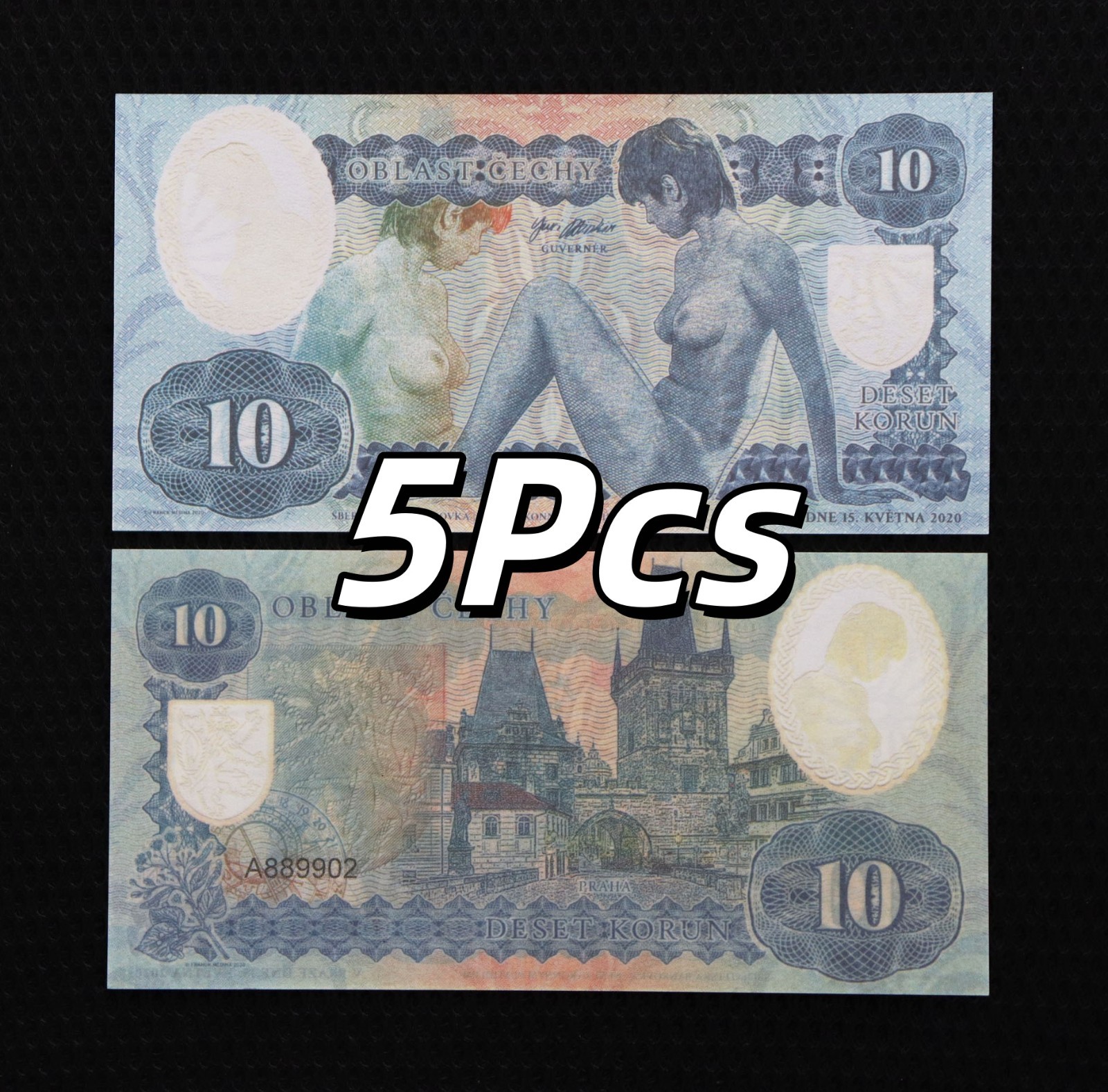Bohemia, Lot 5pcs X 10 Notes, 2020, Old Town Bridge Tower, UNC, 