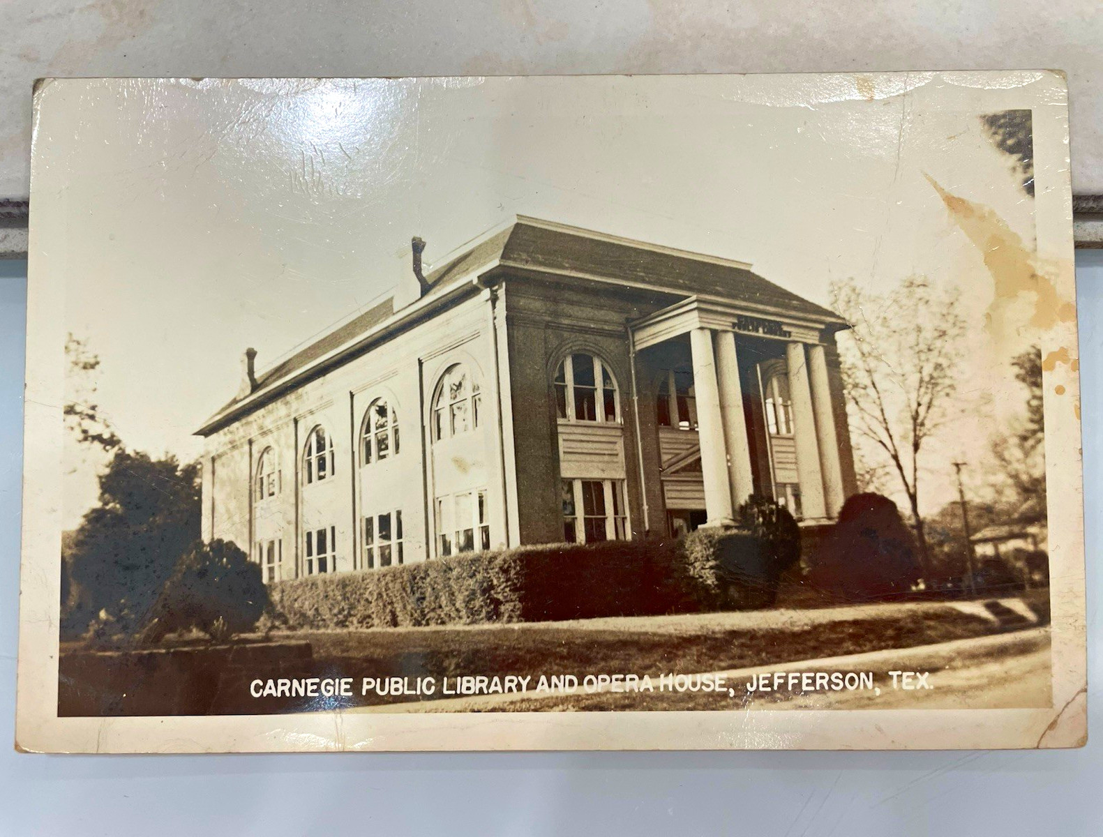 RPPC Carnegie Public Library & Opera House Jefferson Texas Postcard Posted 1947
