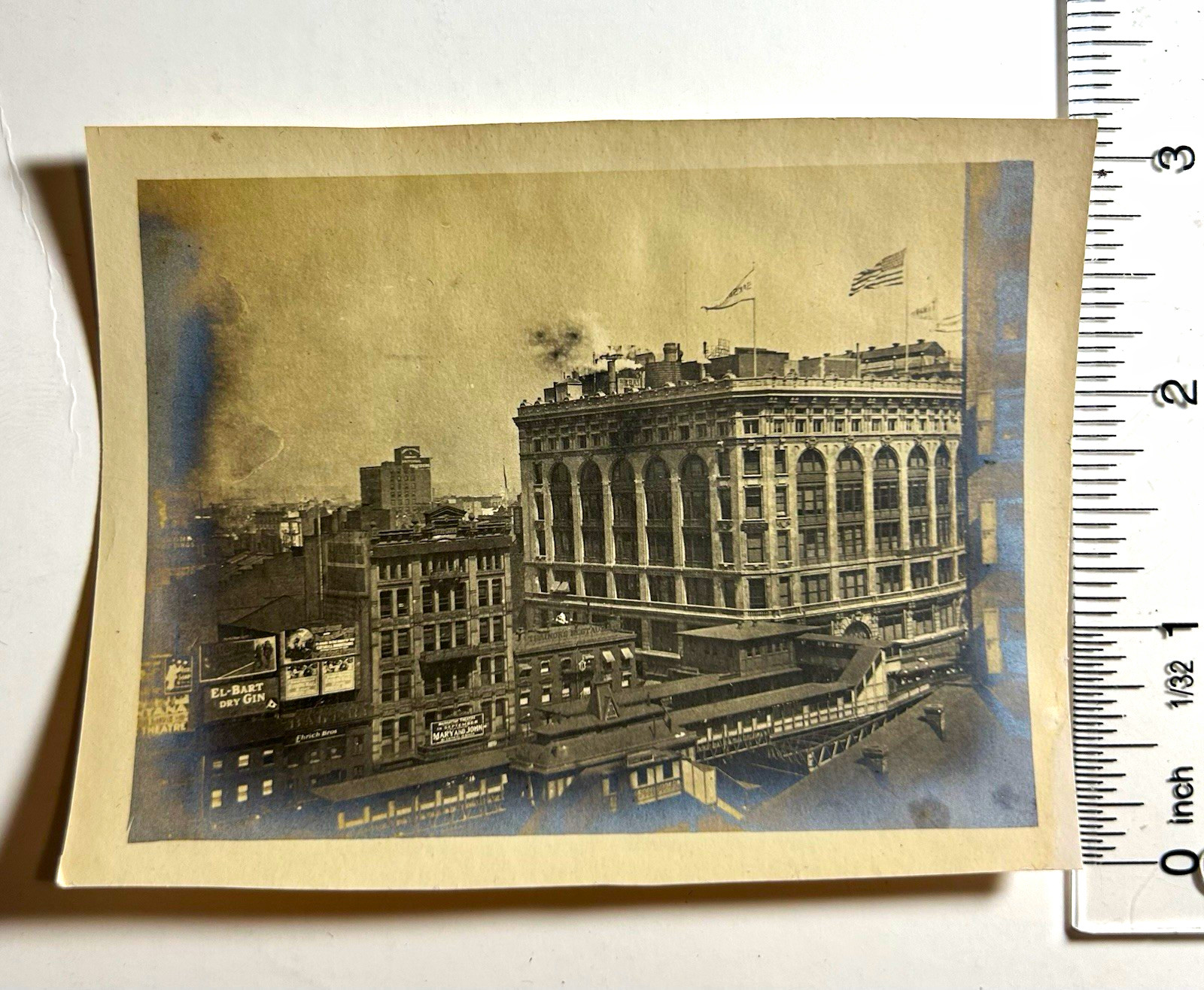 c1905 NYC Saks Herald Square 6th Ave Elevated Train Vintage Advertising Photo