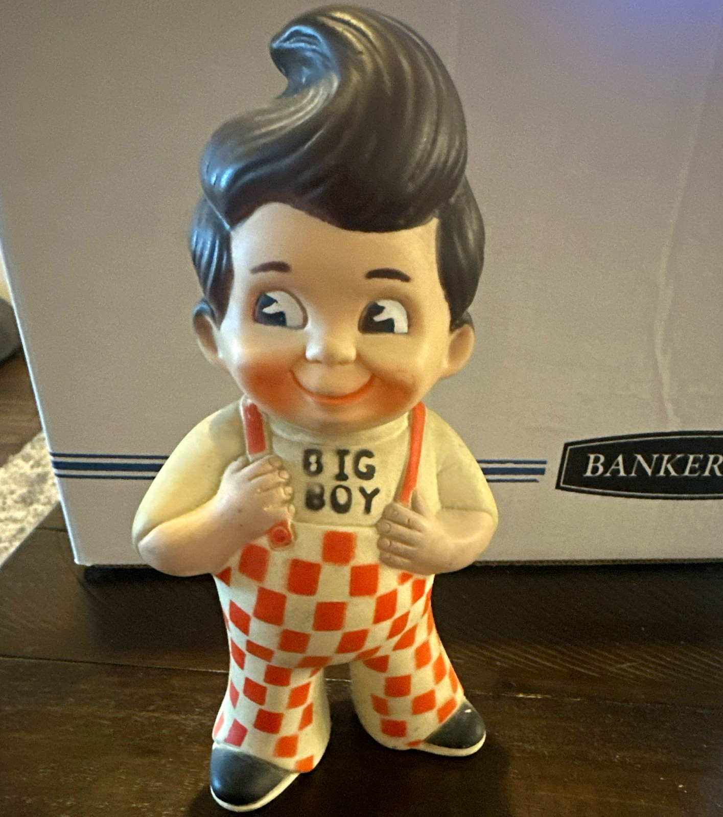 Vintage 1970s Big Boy Soft Vinyl Rubber Coin Bank Restaurant Mascot 9”
