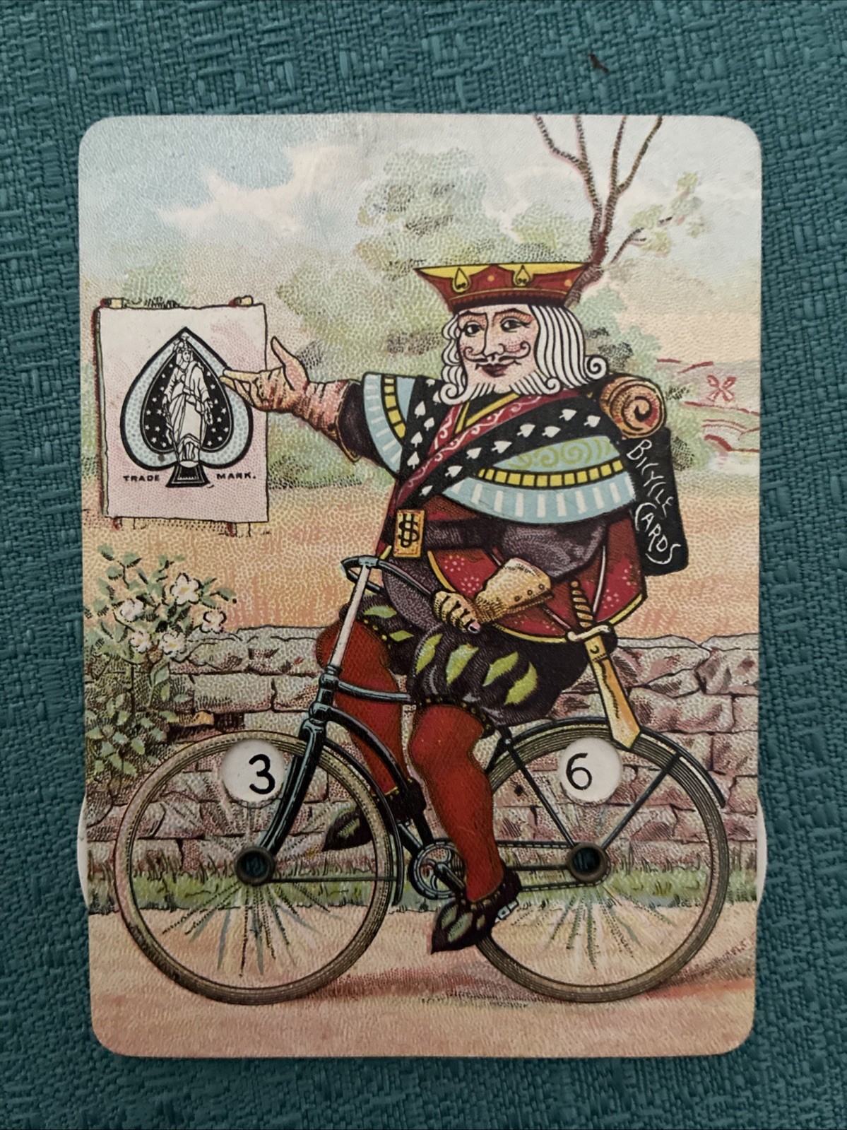 1890s Bicycle Playing Cards Mechanical Score Keeper Trade Card Providence RI