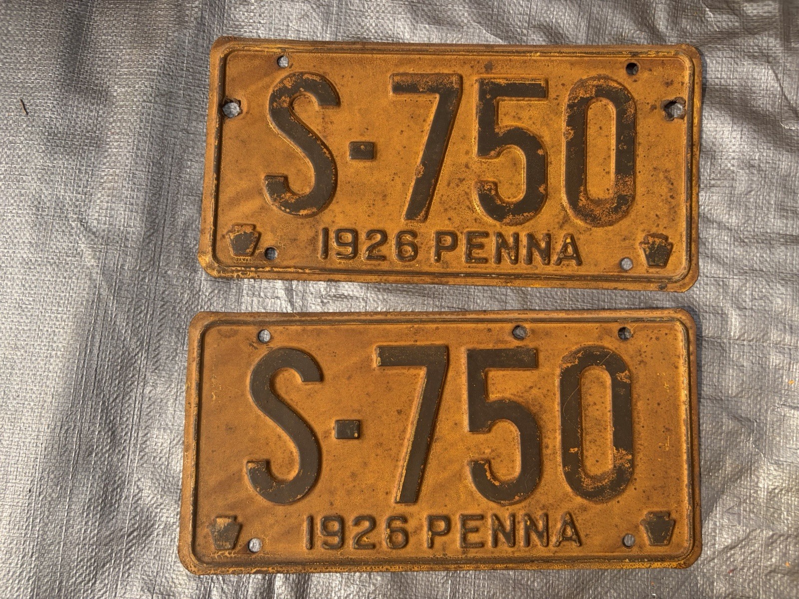 1926 S-750 Pair Pennsylvania license plate Tag. Penna PA Antique Classic Vintage