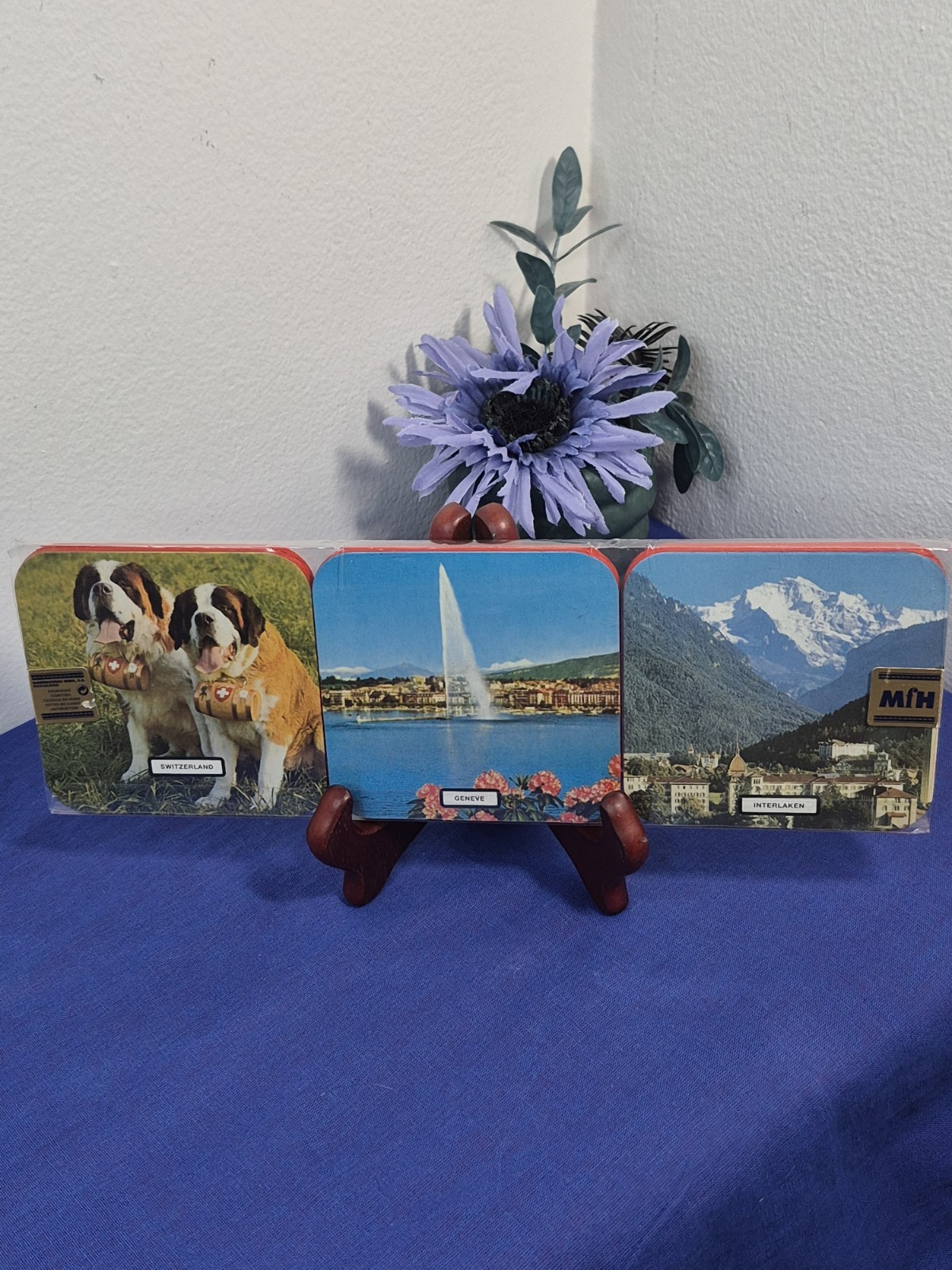 Vintage Switzerland Souvenir Coaster Set of 6 New 