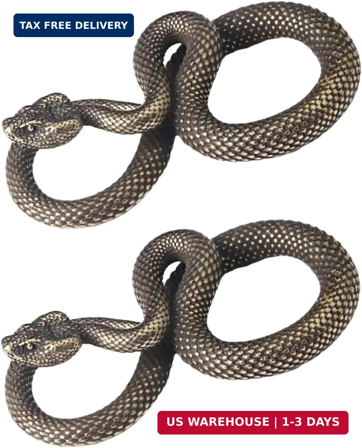 2Pcs Bronze Snake Figurine Decor High Simulation Fantasy Brass Vintage Style Sna
