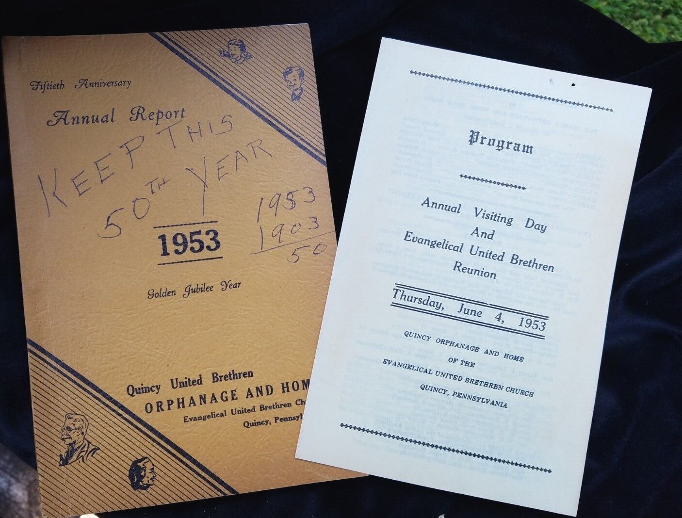 1953 Annual Report Quincy United Brethren Orphanage & Home Quincy PA 50th Year