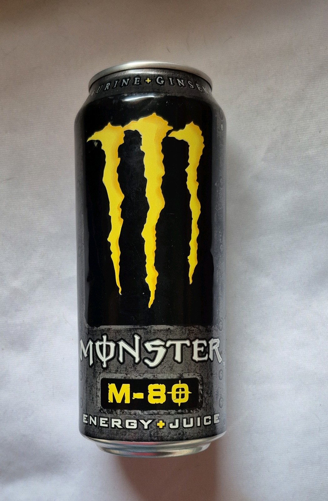 Monster 2007 M-80 Energy Drink RARE 16 Ounce Can - Top Open with 2 Tiny Dings