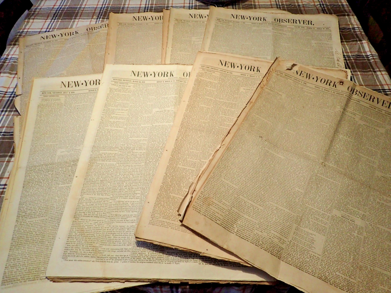 Antique Newspaper A Lot Of  50 issues  1800’s Era New York Observer papers 1851