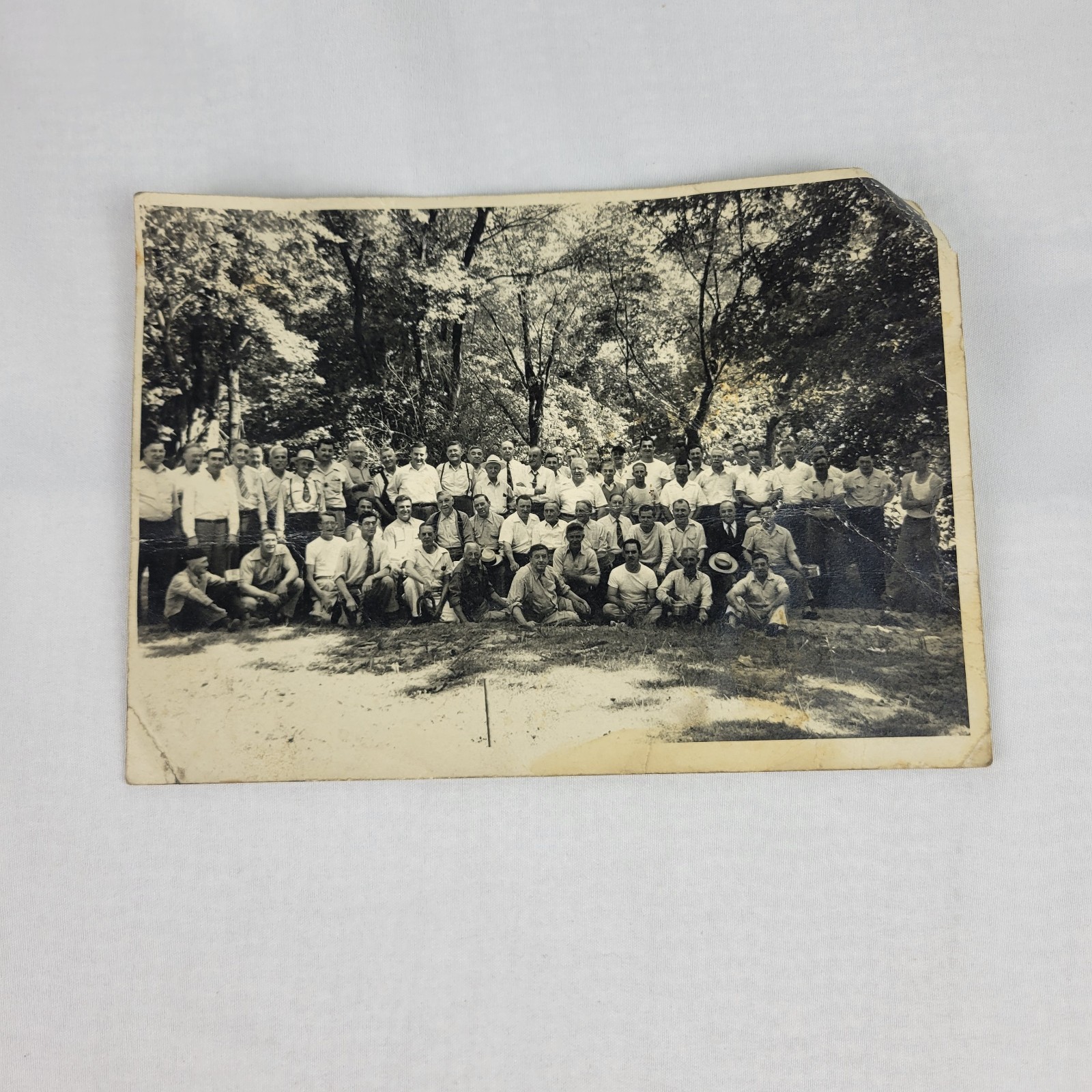 Vintage Large Group Photograph Outdoor Gathering Panoramic Photo