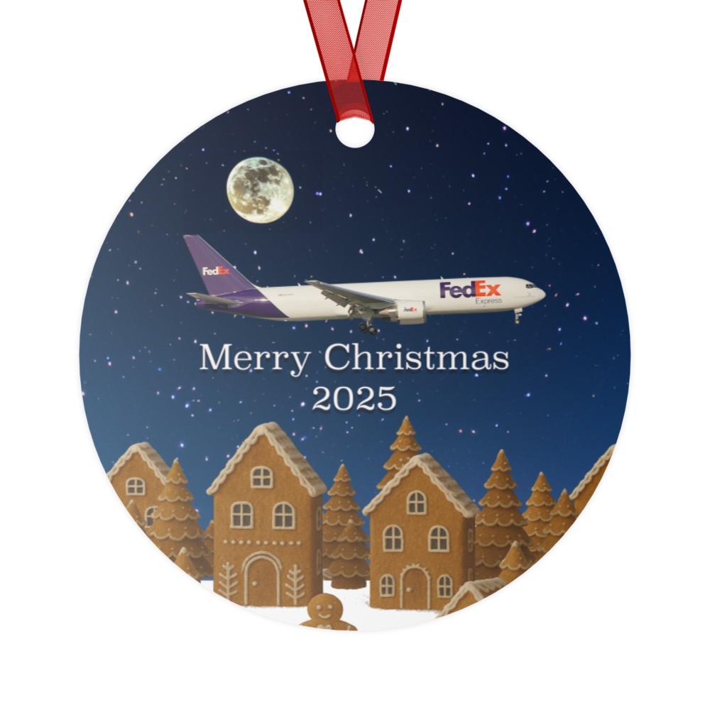 FedEx 767 Merry Christmas 2025 - Metal Ornament