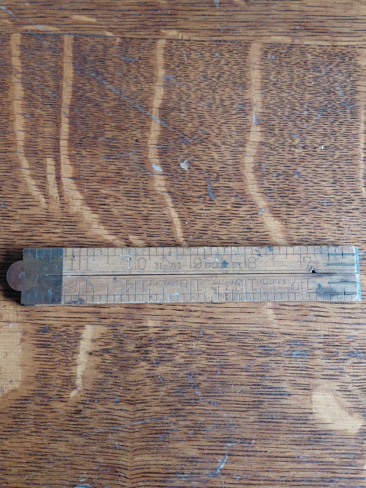 Vintage Stanley Rule & Level No.61 Boxwood & Brass Folding 24\