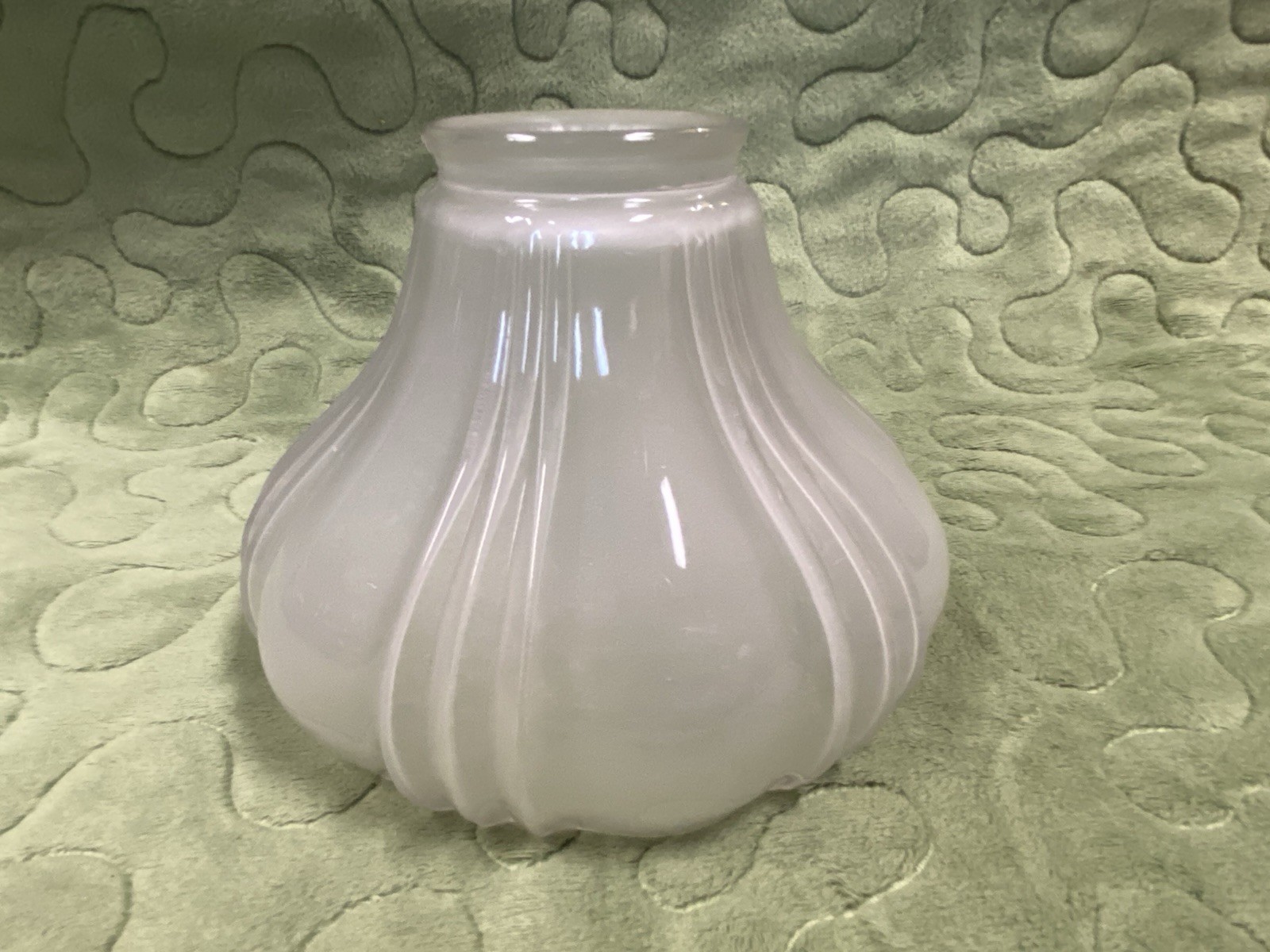 VTG Phoenix Glass Pendant Pan Light Fixture Lamp Shade Frosted Ribbed